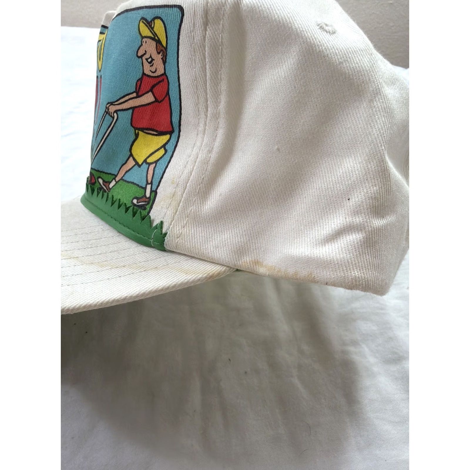 Vintage VINTAGE Avon SnapBack Hat White One Size Men 90s Born To Mow Comic Stained Size ONE SIZE - 7 Thumbnail