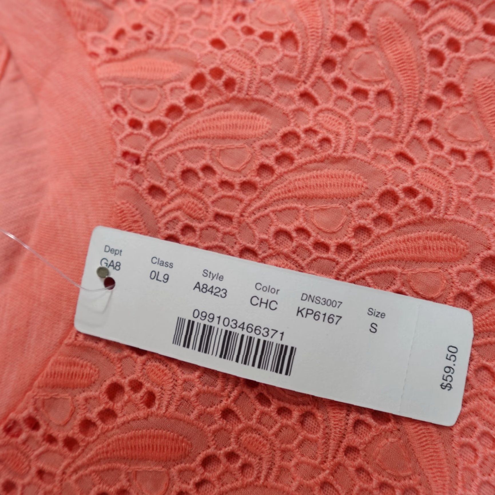 J.Crew J.CREW Blouse Womens Top S Pink Cotton Lace KP6167 NEW Size S / US 4 / IT 40 - 4 Thumbnail