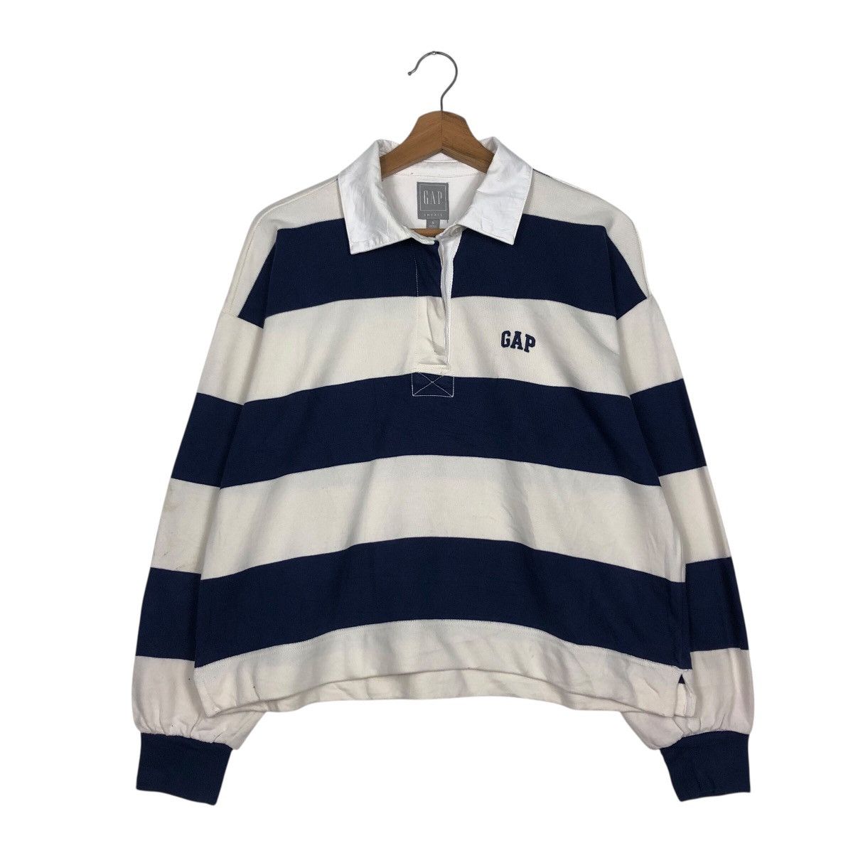 Japanese Brand 📌Vintage Cropped Sweatshirt Collar Striped Design Gap Size US S / EU 44-46 / 1 - 2 Thumbnail