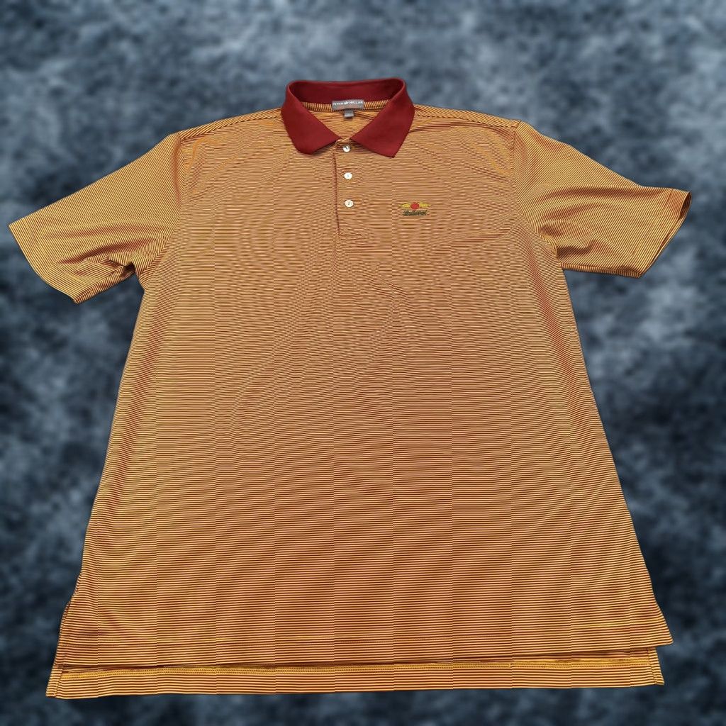 Peter Millar Peter Millar Polo Shirt Mens L Orange Striped Summer Comfort Golf Shirt Polo Men’s Orange Misc Sports Logo Vintage: No Size US L / EU 52-54 / 3 - 1 Thumbnail