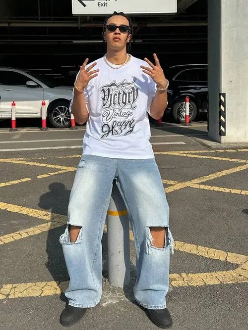 Jean Ripped Y2K RETRO 90s denim jeans Size US 32 / EU 48 - 3 Thumbnail