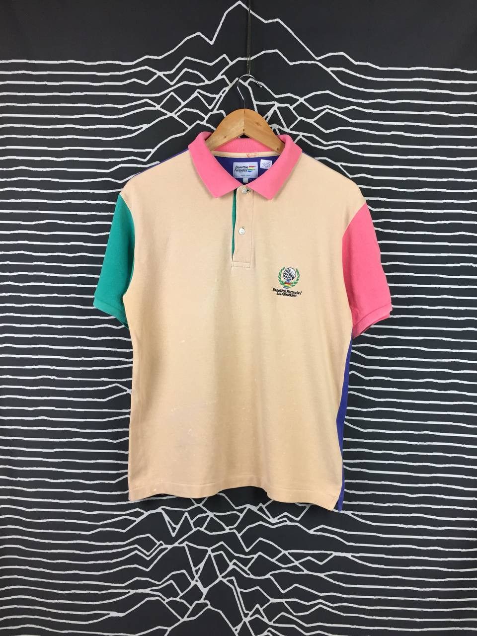 Benetton Vtg Benetton Formula 1 Golf Members Color Block Polo Tee Size US L / EU 52-54 / 3 - 1 Thumbnail