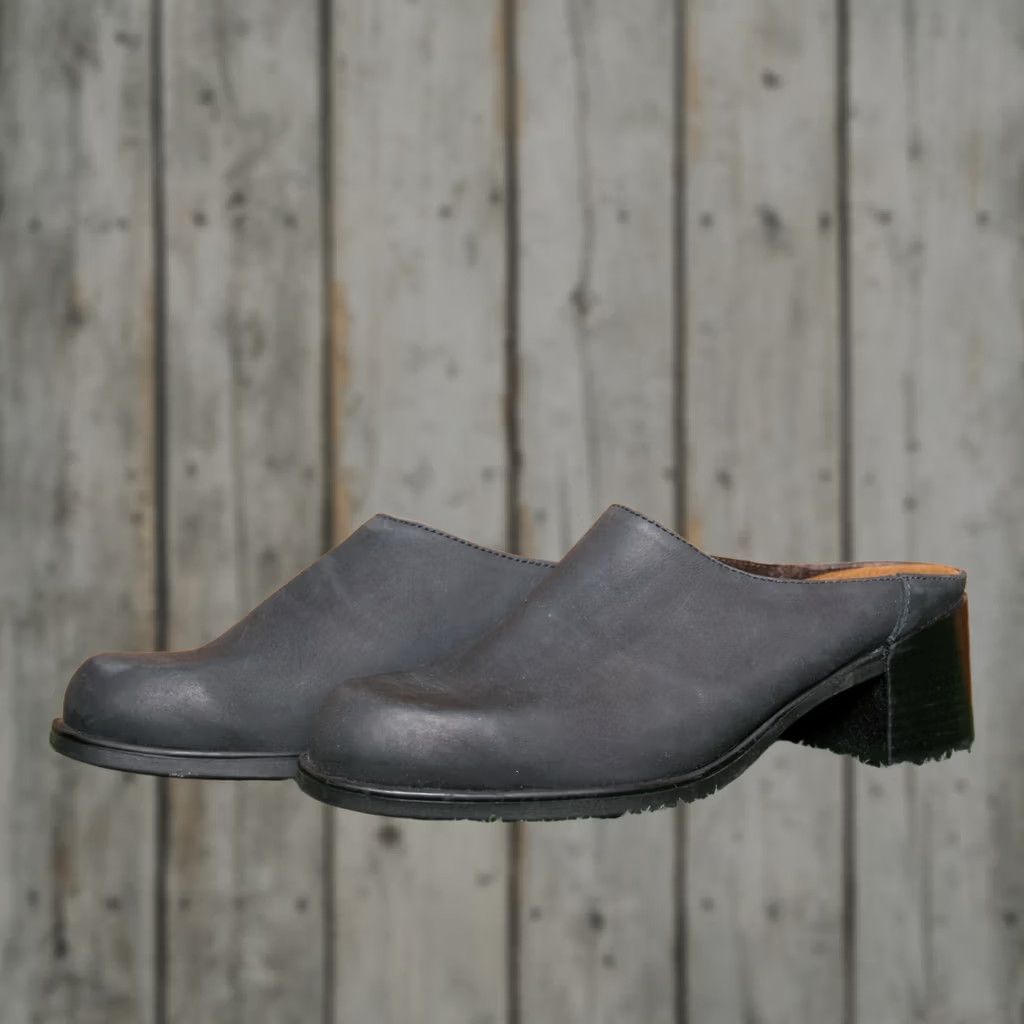Vintage NAOT Black Leather Mules with 2.25" Block Heels, Slip On, Womens, EU 37 / US 6, Upper Leather, Mid Heel, Casual, Black Size US 6 / IT 36 - 1 Thumbnail