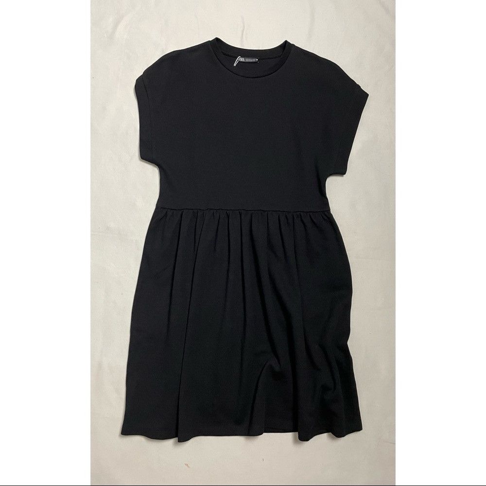 Zara NWT New Zara Black Cotton Short Sleeve Dress Size S Size S / US 4 / IT 40 - 5 Thumbnail