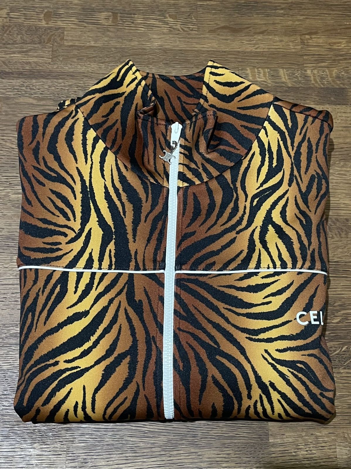 Celine × Hedi Slimane CELINE - TIGER PRINT ZIP UP JERSEY Size US S / EU 44-46 / 1 - 1 Thumbnail