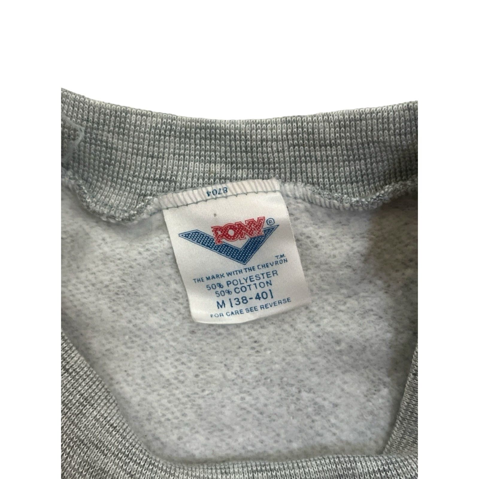 PONY VINTAGE PONY Sweatshirt Mens Crew Neck Gray 80s Deadstock NWT Made in USA Pullover Cotton Blend 50/50 23” Long 20” Across 21.5” Shoulder to Hem Mens Size US M / EU 48-50 / 2 - 5 Thumbnail