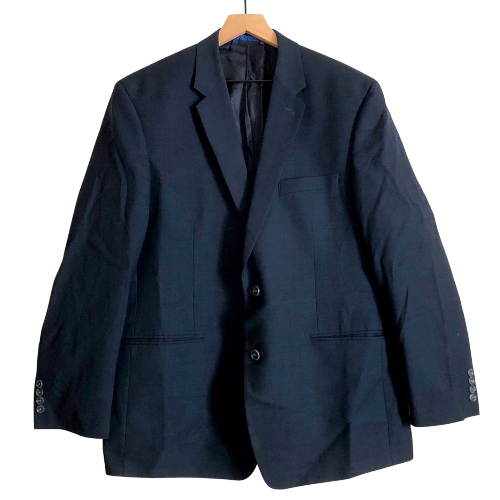 Alfani Alfani Classic Fit Dark Navy Blue Two Button Suit Jacket Size 44R - 1 Thumbnail