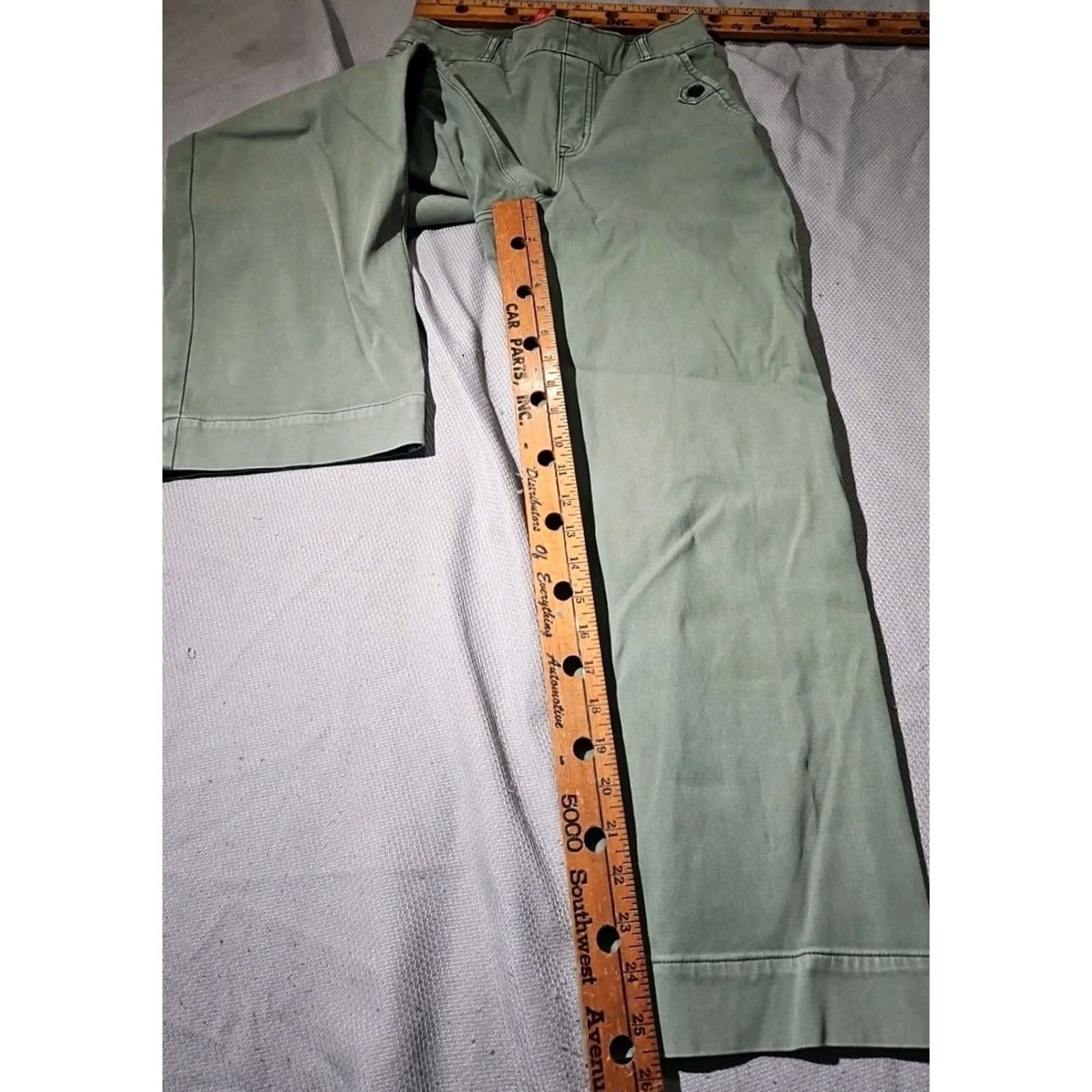 Spanx Spanx Pants Womens S Green Twill Wide-Leg Jeans Pull On Stretch Regular Inseam 25.5in Denim Size 28" / US 6 / IT 42 - 7 Thumbnail