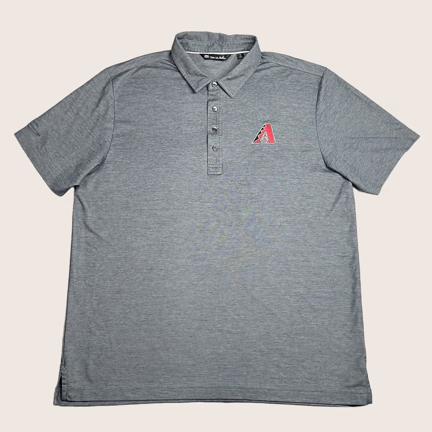 TravisMathew Travis Mathew Polo Shirt Mens XL Gray Arizona Diamondbacks Golf Short Sleeve Collared Button Embroidered Logo - MLB Logo, All Seasons, Stretch Shirt Size US XL / EU 56 / 4 - 1 Thumbnail