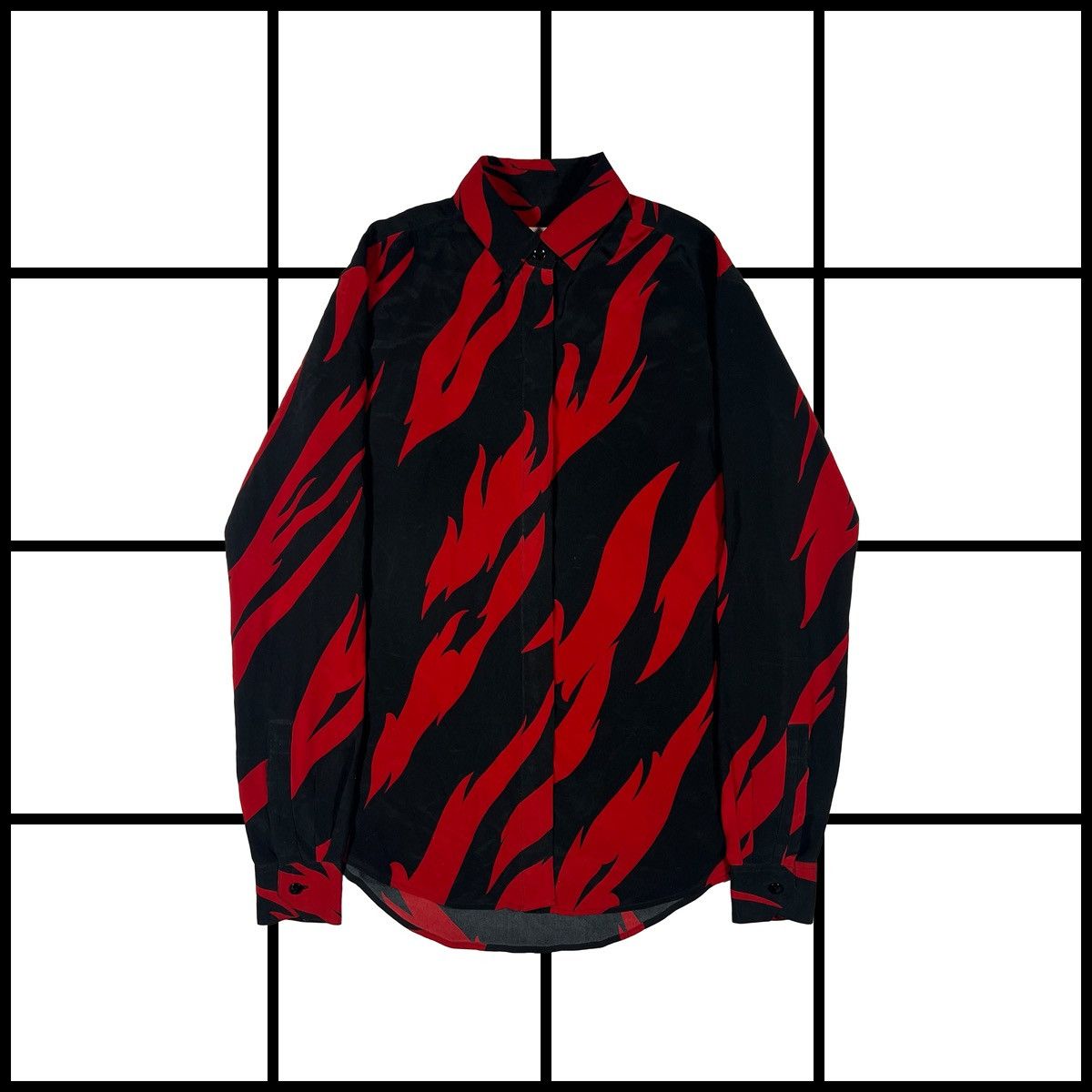 Saint Laurent Paris |[ SS17 Saint Laurent “Red Flame” Button Up Silk Shirt ]| Size US S / EU 44-46 / 1 - 1 Thumbnail