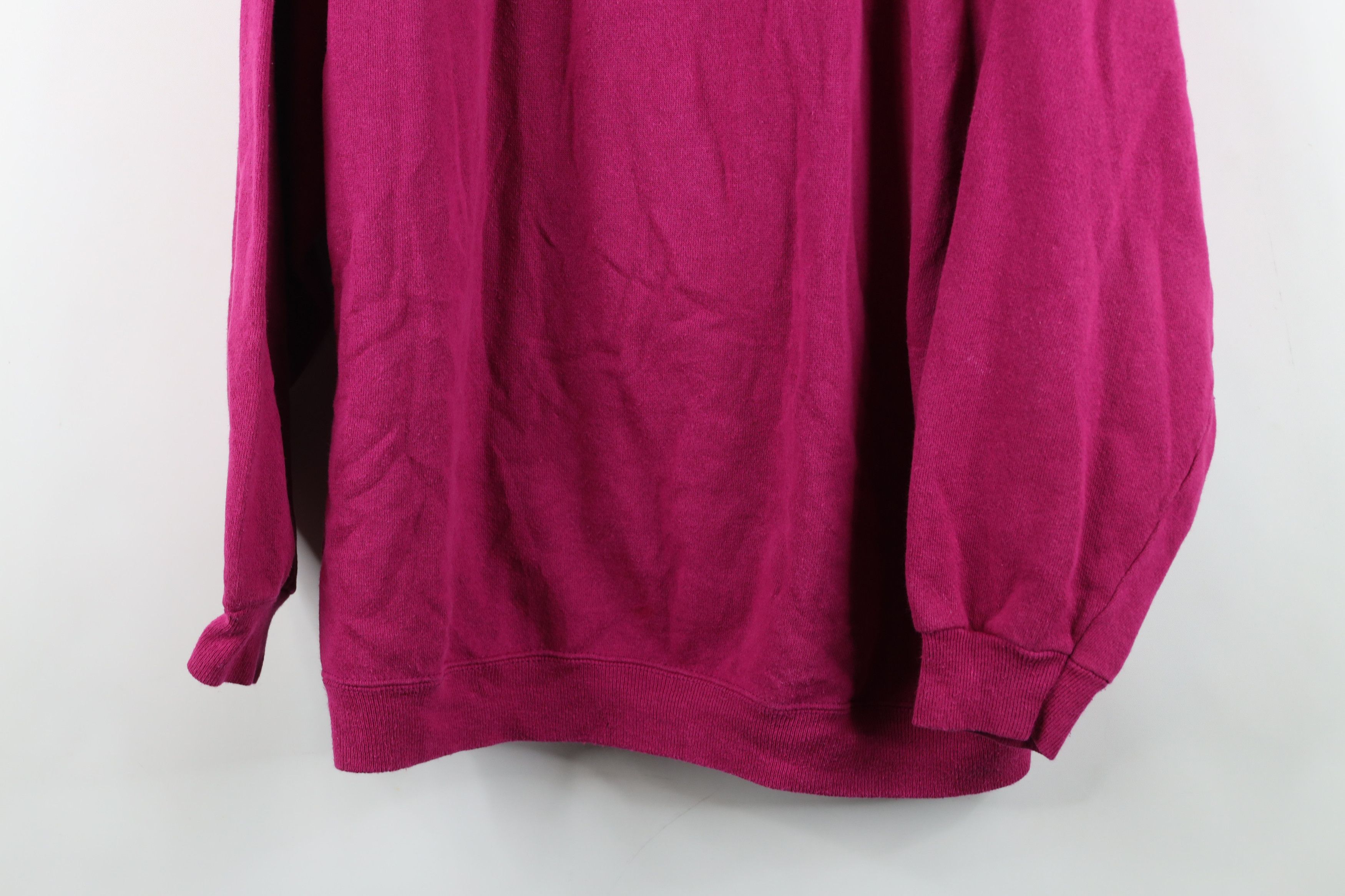Hanes Vintage 80s 90s Hanes Raglan Crewneck Sweatshirt Magenta USA Size XL / US 12-14 / IT 48-50 - 3 Thumbnail
