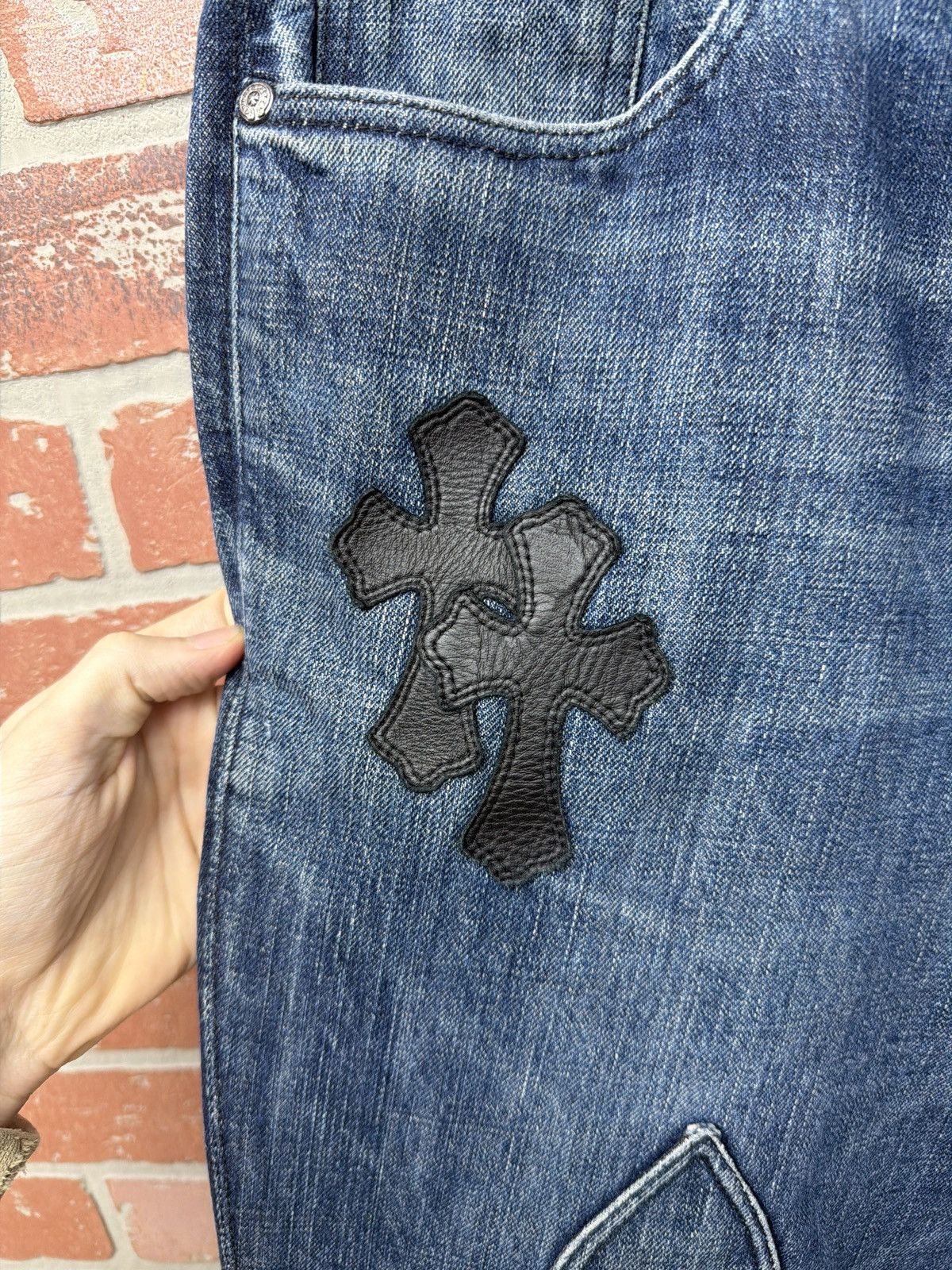 Chrome Hearts Chrome Hearts Patch Jeans Crosses Leather Blue Jean Size US 32 / EU 48 - 4 Thumbnail