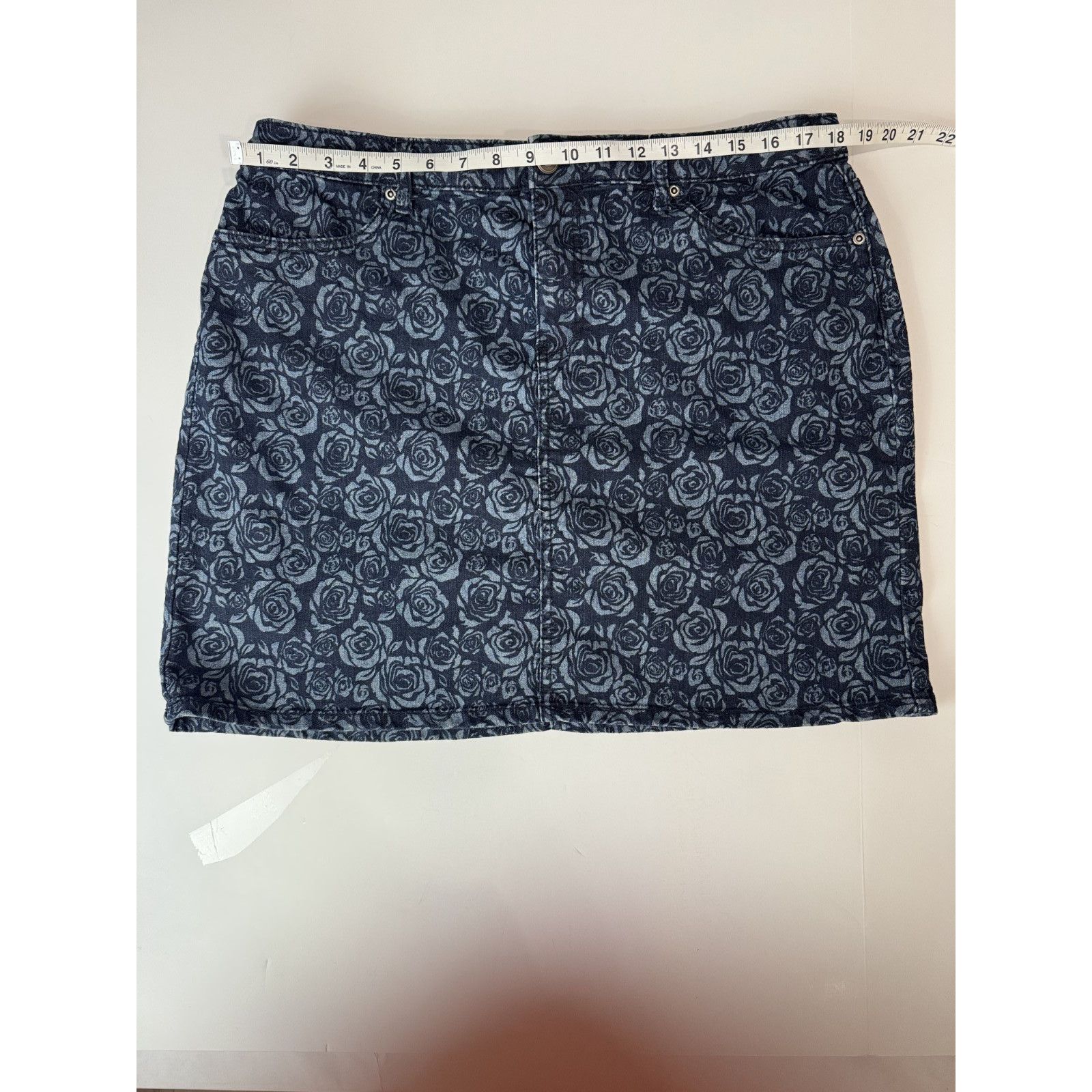 Other Blue Floral Jaquard Denim Mini Skirt 14 Christonper Banks Size 36" / US 14 / IT 50 - 3 Thumbnail