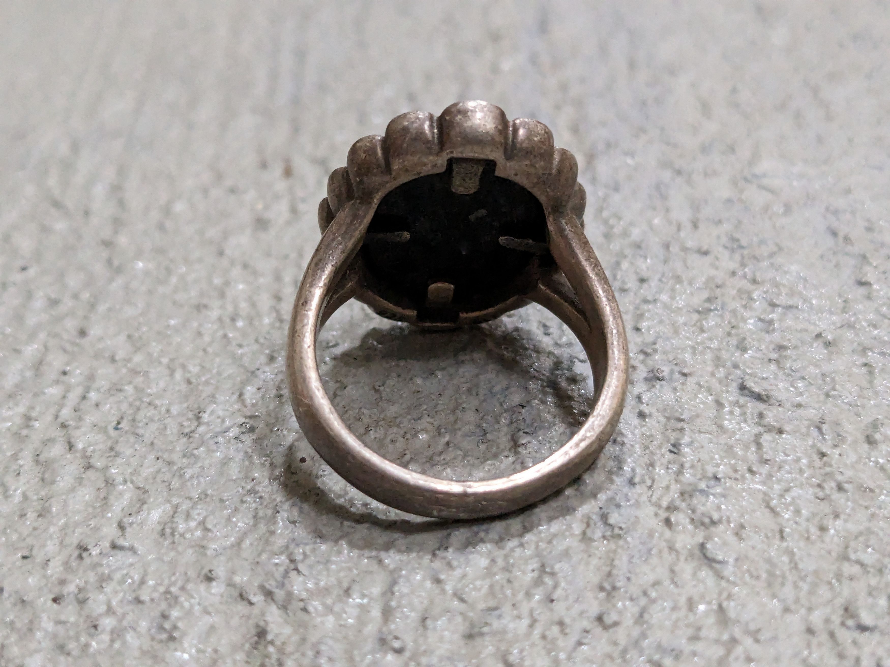Jewelry × Sterling Silver × pandora Pandora Sterling Silver Cameo Ring Blue Agate Oval Lady Size ONE SIZE - 6 Thumbnail
