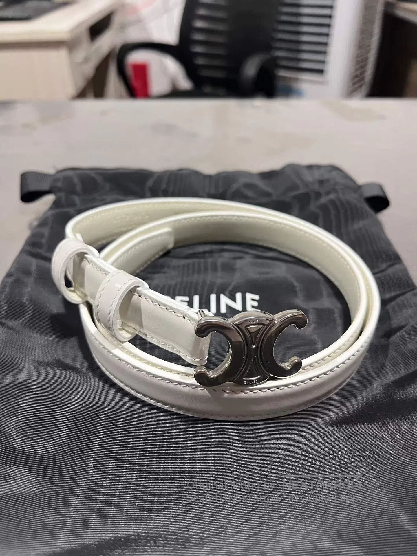 Celine CELINE size 75 Celine Silver Buckle Narrow White Leather B Size ONE SIZE - 1 Thumbnail