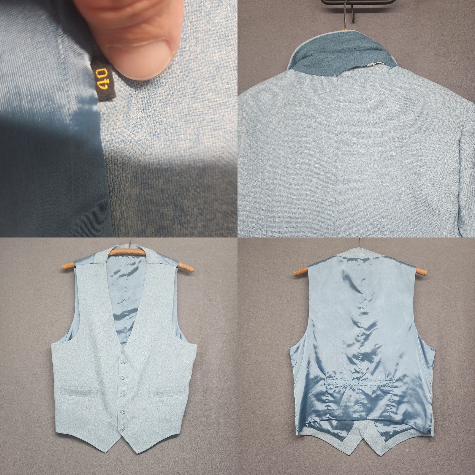 Vintage VINTAGE Swordsman 3 Piece Suit Mens 40R Blue Jacket Vest Pants 34x27 Mens Size 40R - 9 Thumbnail
