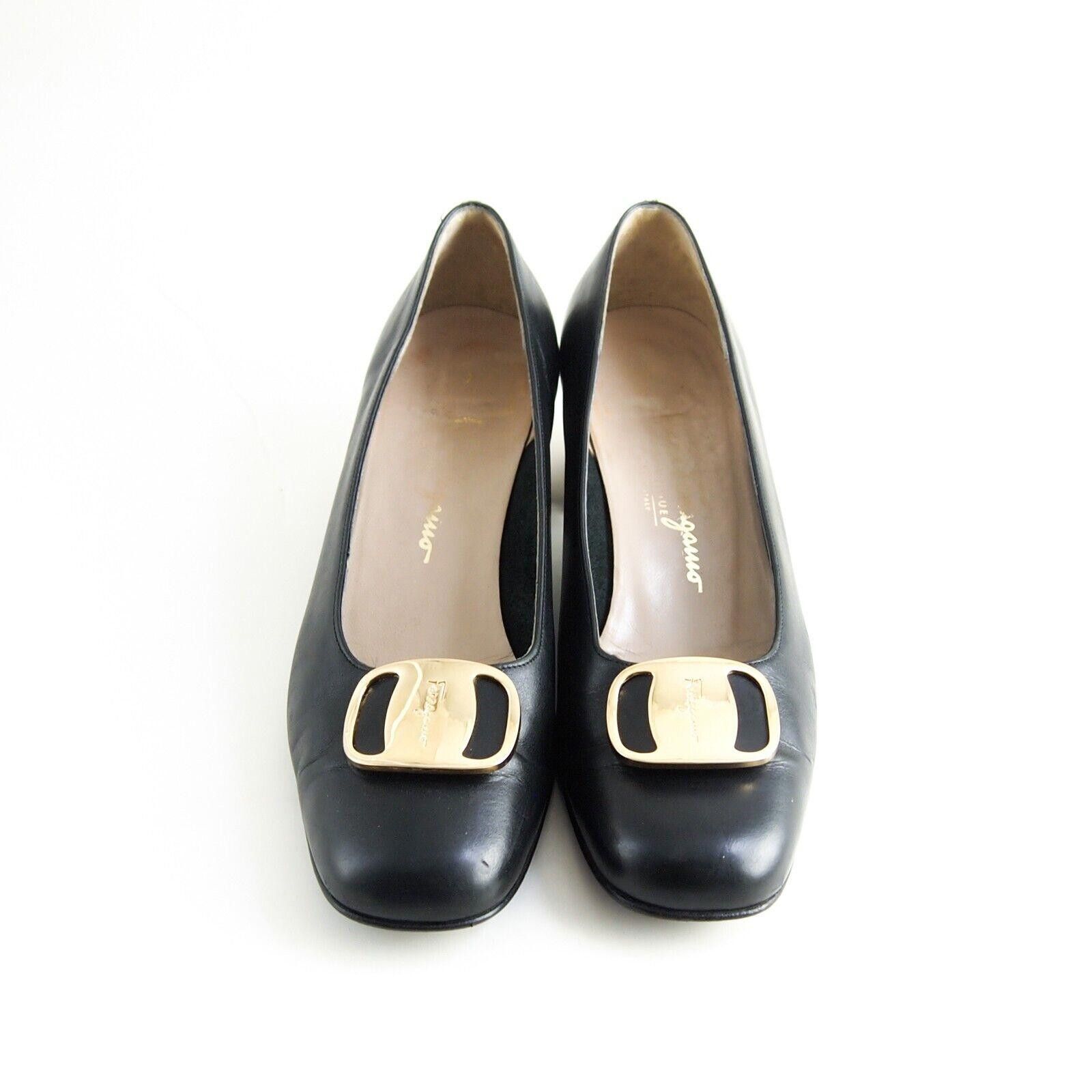 Salvatore Ferragamo Ferragamo Vara Mid Heel Pumps Black US 8 EU 38 M Size US 8 / IT 38 - 5 Thumbnail