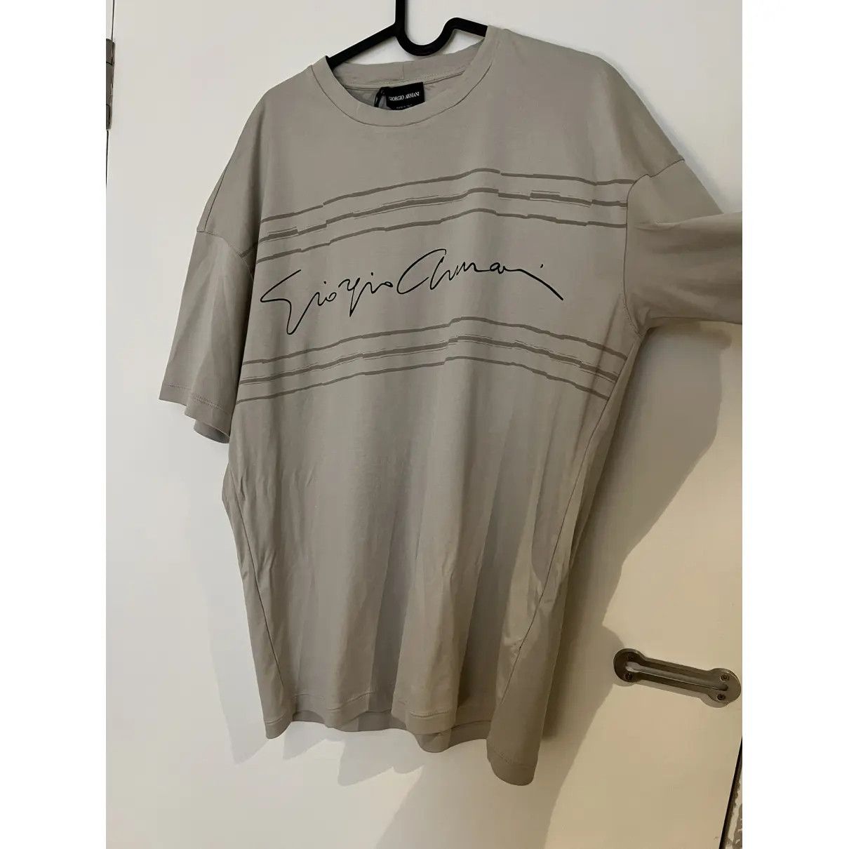 Giorgio Armani GIORGIO ARMANI Cursive brand-print cotton T-shirt Size US XXL / EU 58 / 5 - 1 Thumbnail