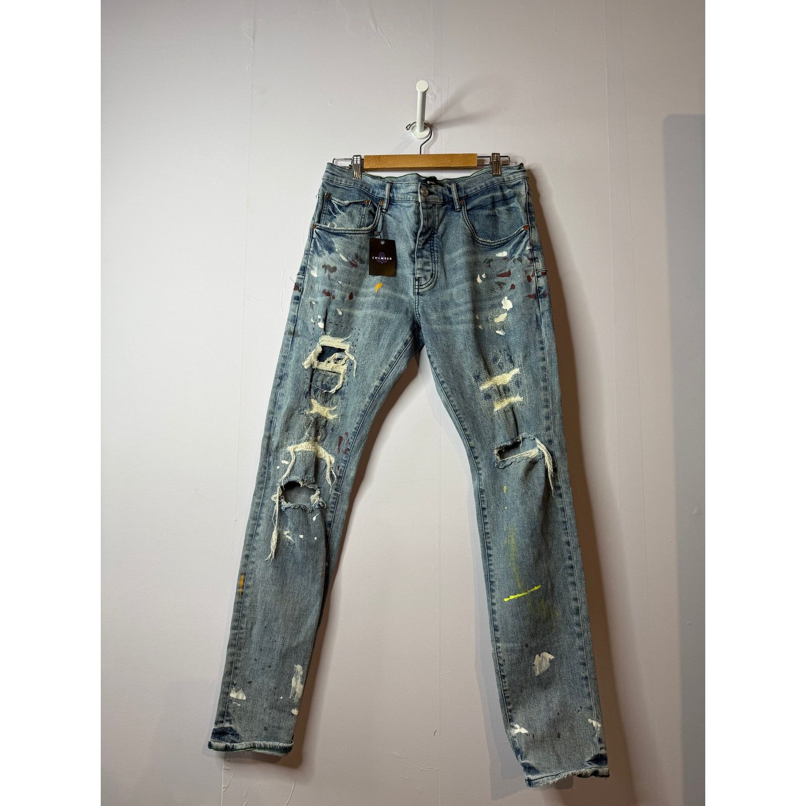 Purple Brand Purple Brand Jeans Light Wash Paint Splatter Size US 38 / EU 54 - 1 Thumbnail