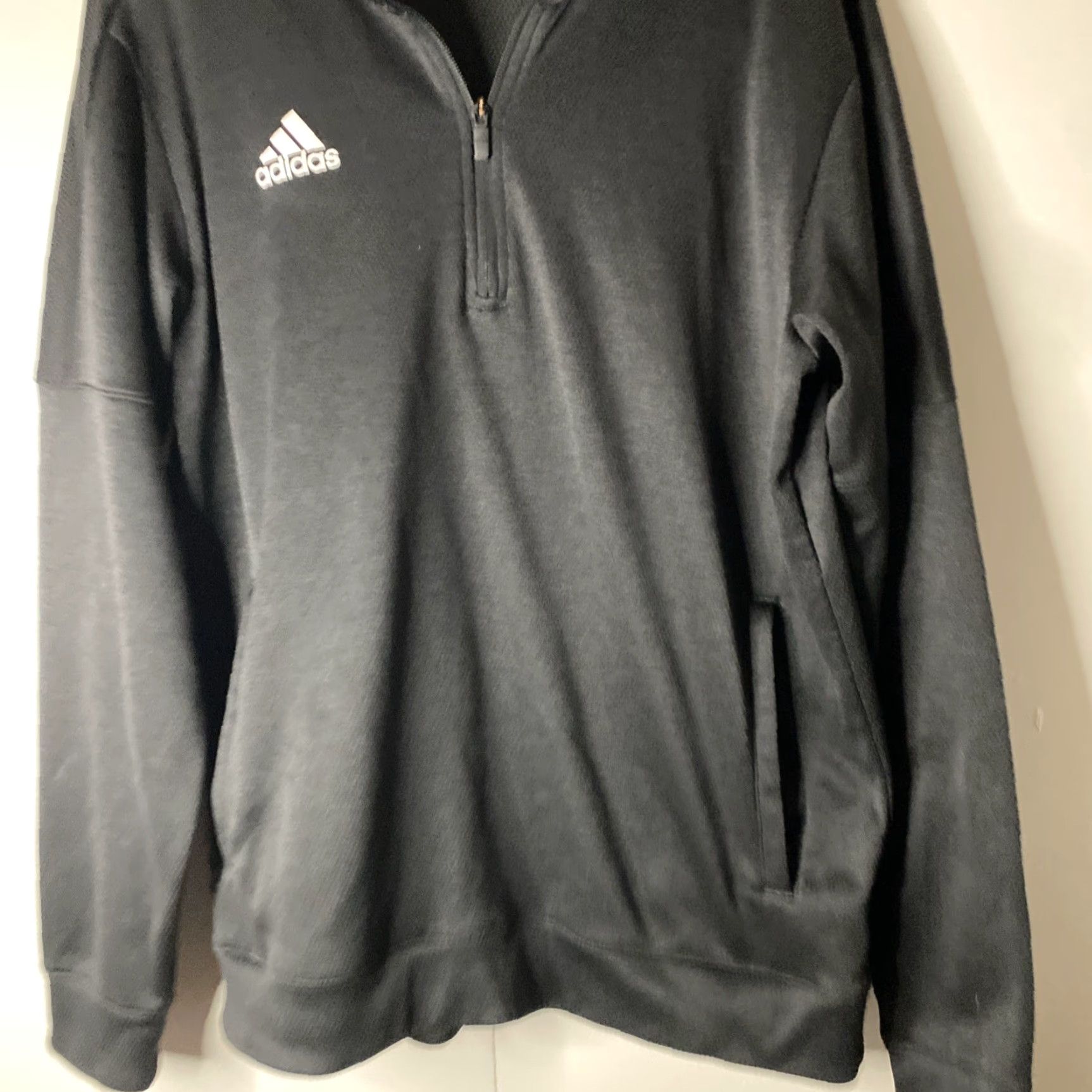 Adidas Adidas Quarter Zip Long Sleeve Mens Large Polyester Light Weight L Black Size US L / EU 52-54 / 3 - 6 Thumbnail