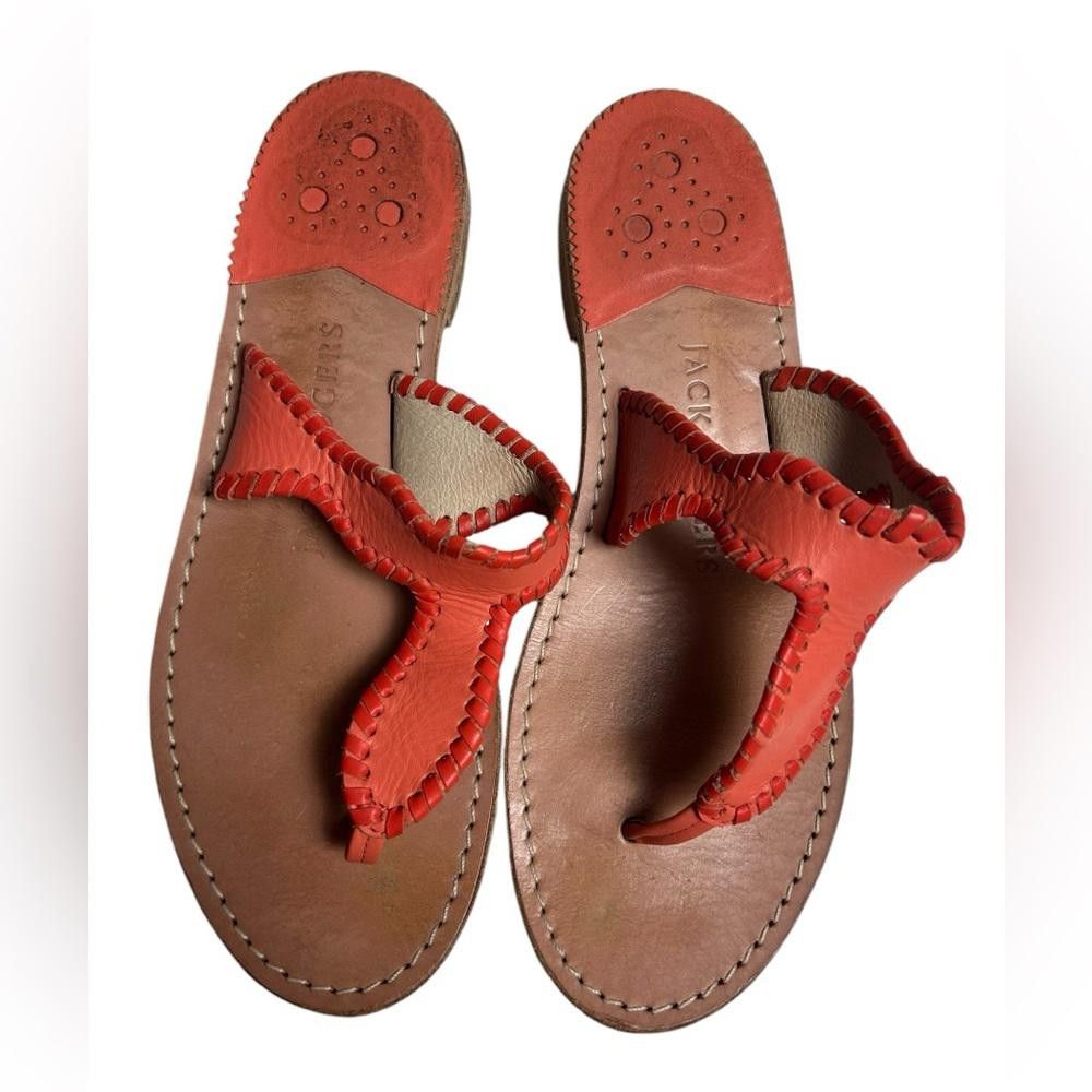 Designer Jack Roger l Jackie Leather Orange Sandals 9.5 Size US 9.5 / IT 39.5 - 3 Thumbnail