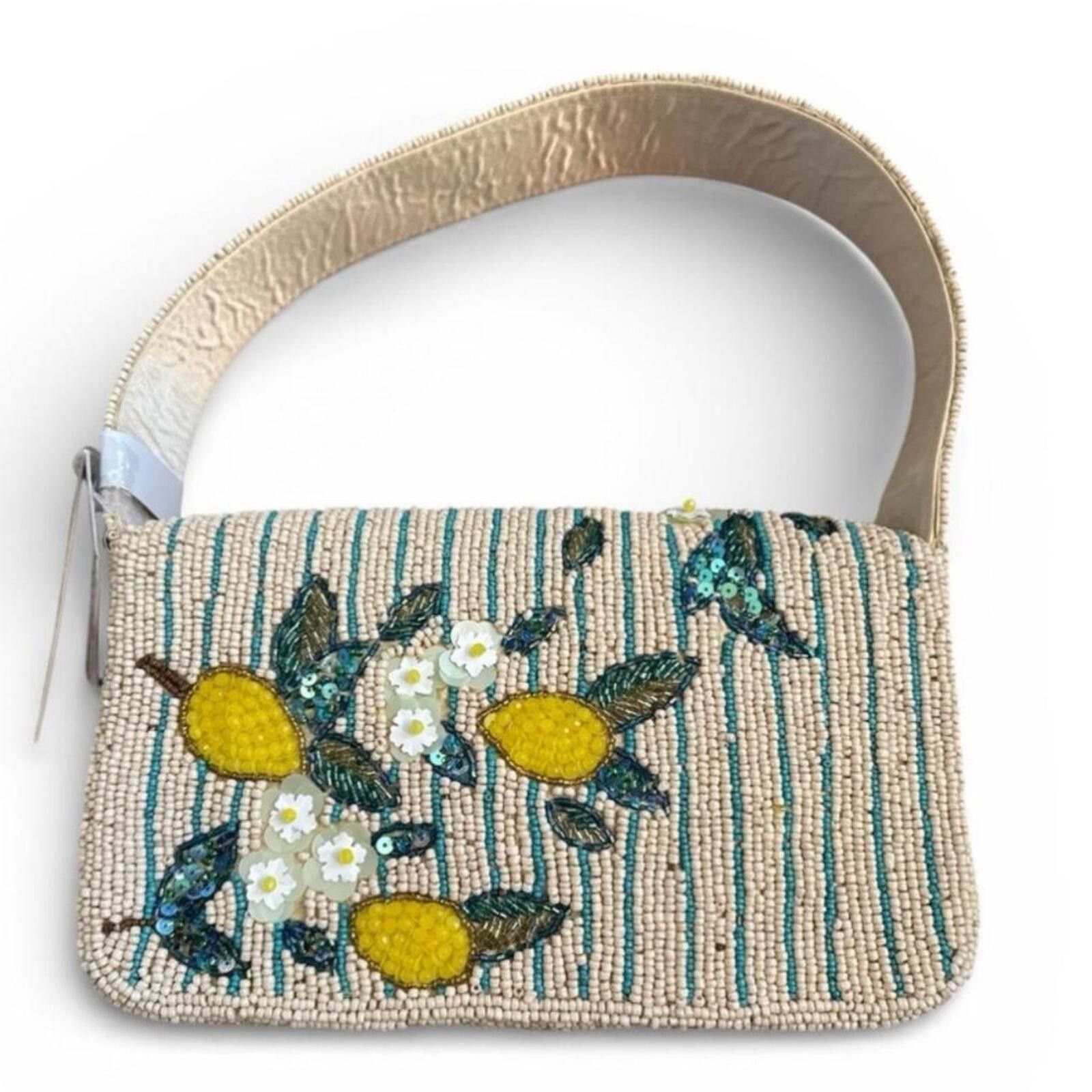 Other Tiktok Viral Lemon Striped Beaded Bag with Sequins Size ONE SIZE - 6 Thumbnail