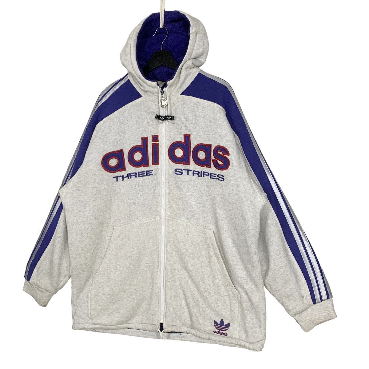 Adidas × Descente × Vintage Vintage 90s Adidas Descente Three Stripes Hoodie Jacket Size US XL / EU 56 / 4 - 4 Thumbnail