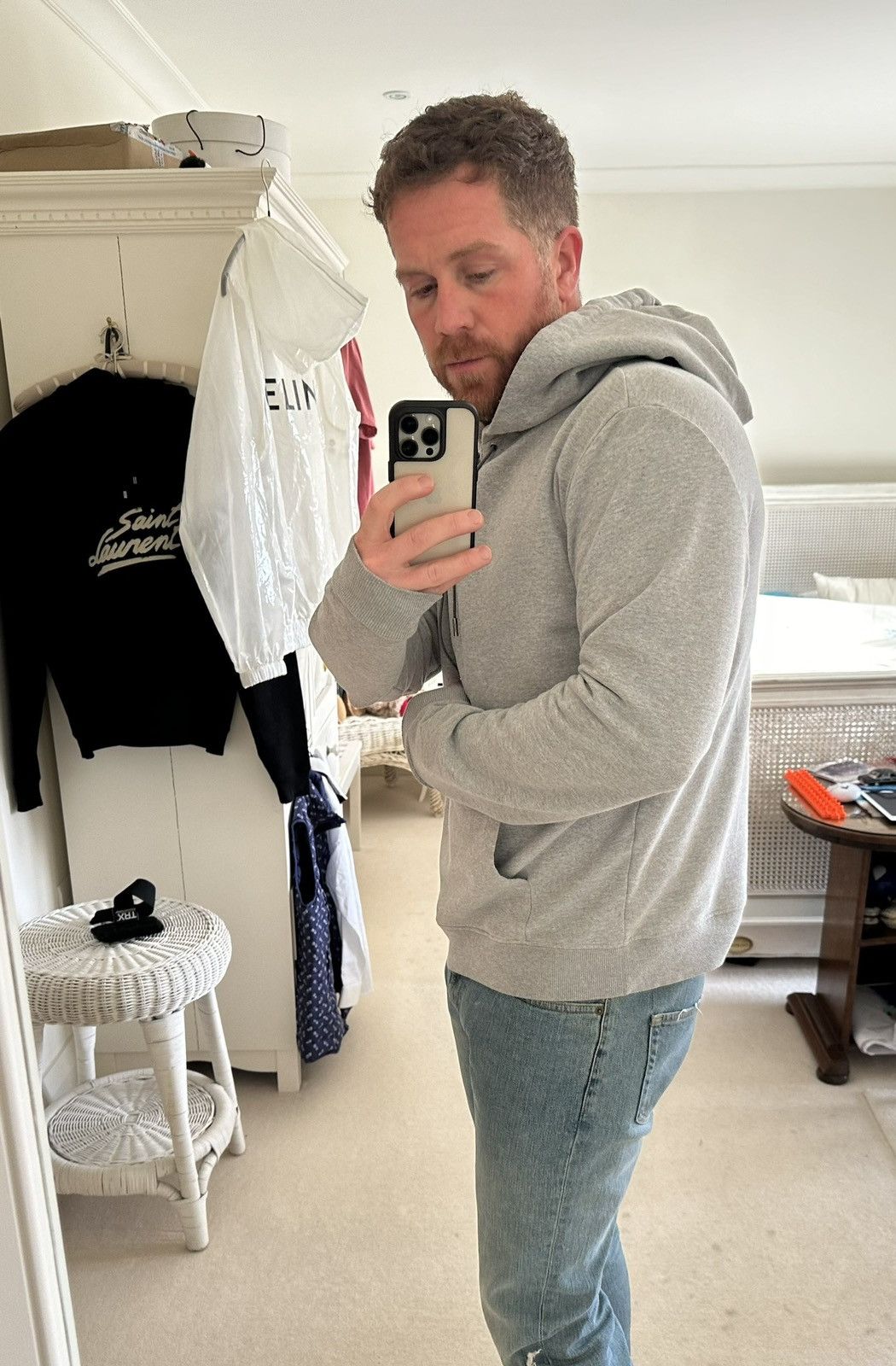 Saint Laurent Paris $990 Saint Laurent Rive Gauche logo hoodie rare XXL grey Size US XXL / EU 58 / 5 - 4 Thumbnail
