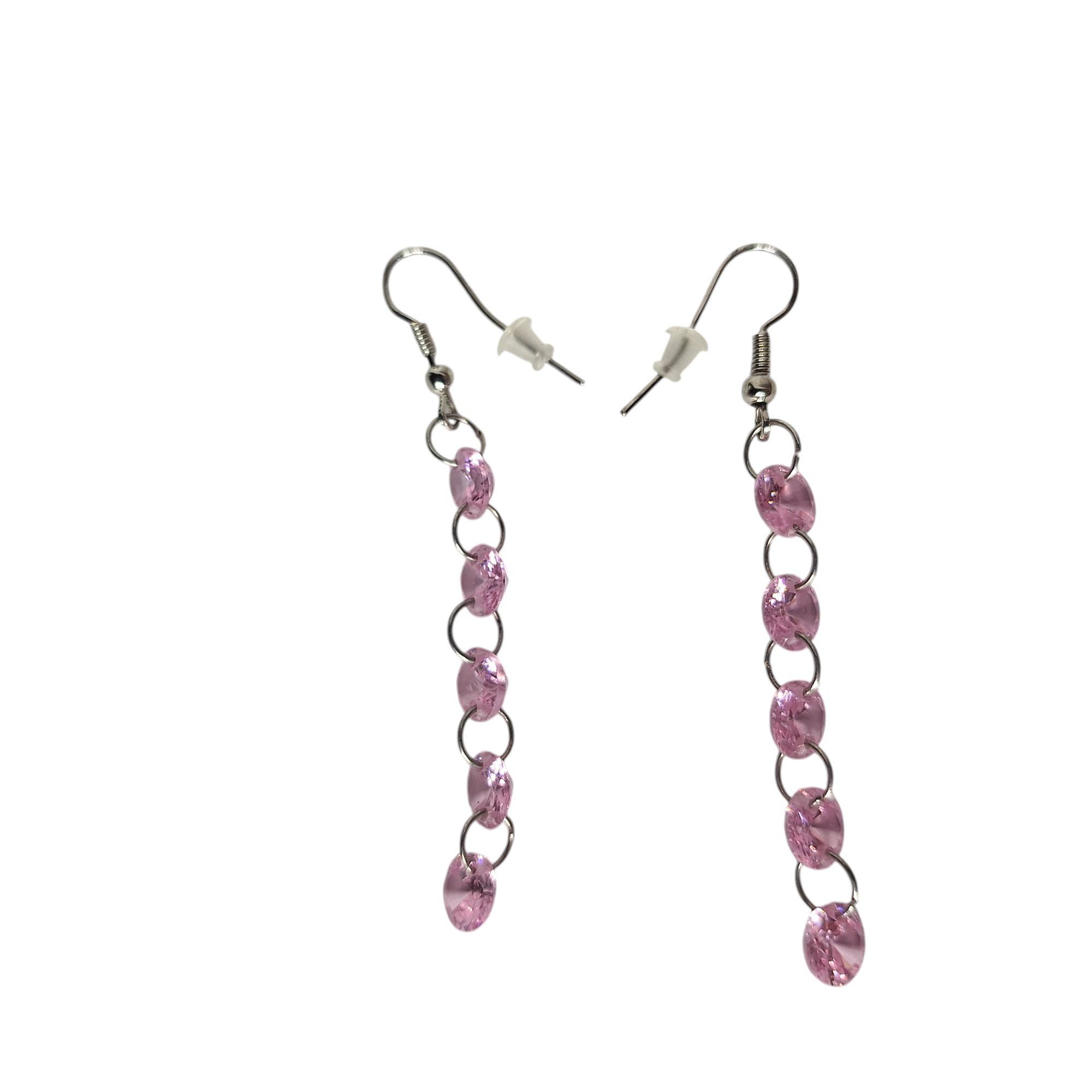 Other Y2K Pink Crystal Drop Earrings Coquette Aesthetic Fairycore Size ONE SIZE - 1 Thumbnail
