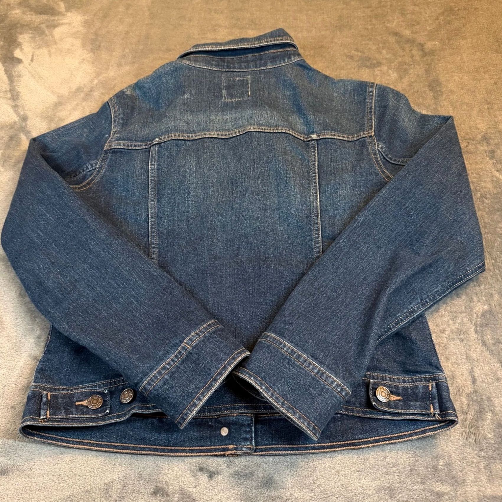 Old Navy Old Navy Denim Trucker Jacket Blue Medium Dark Wash Stretch Womens Large Size L / US 10 / IT 46 - 3 Thumbnail