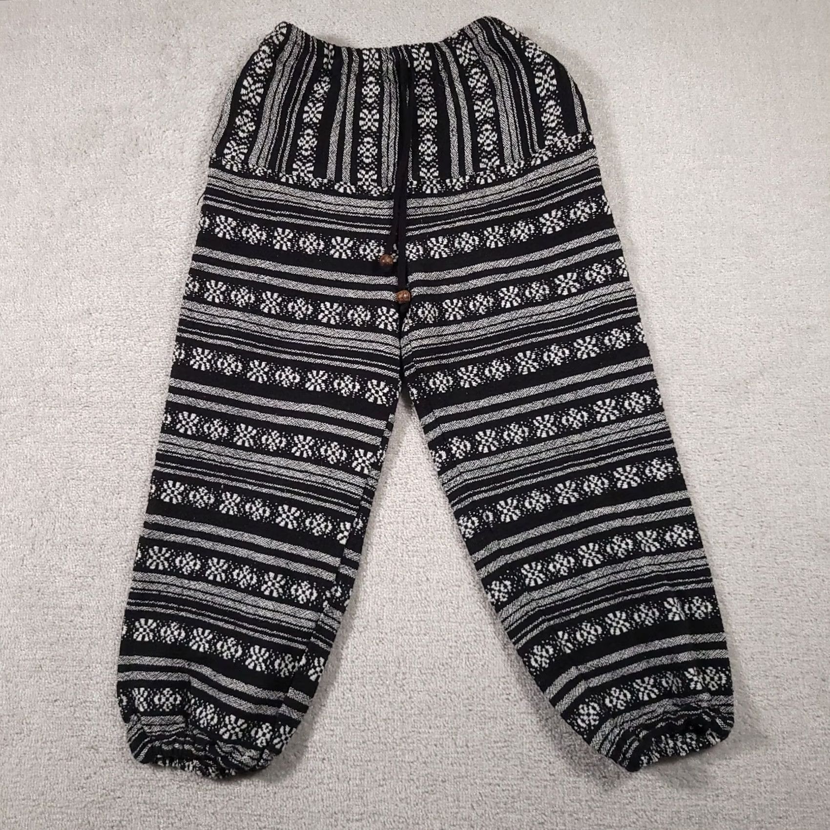HARE Harem Pants Jogger Women Small Black Cotton Knit Drawstring Elastic Waist Pockets Tapered Inseam 25in From Harempants.com Size 28" / US 6 / IT 42 - 2 Thumbnail
