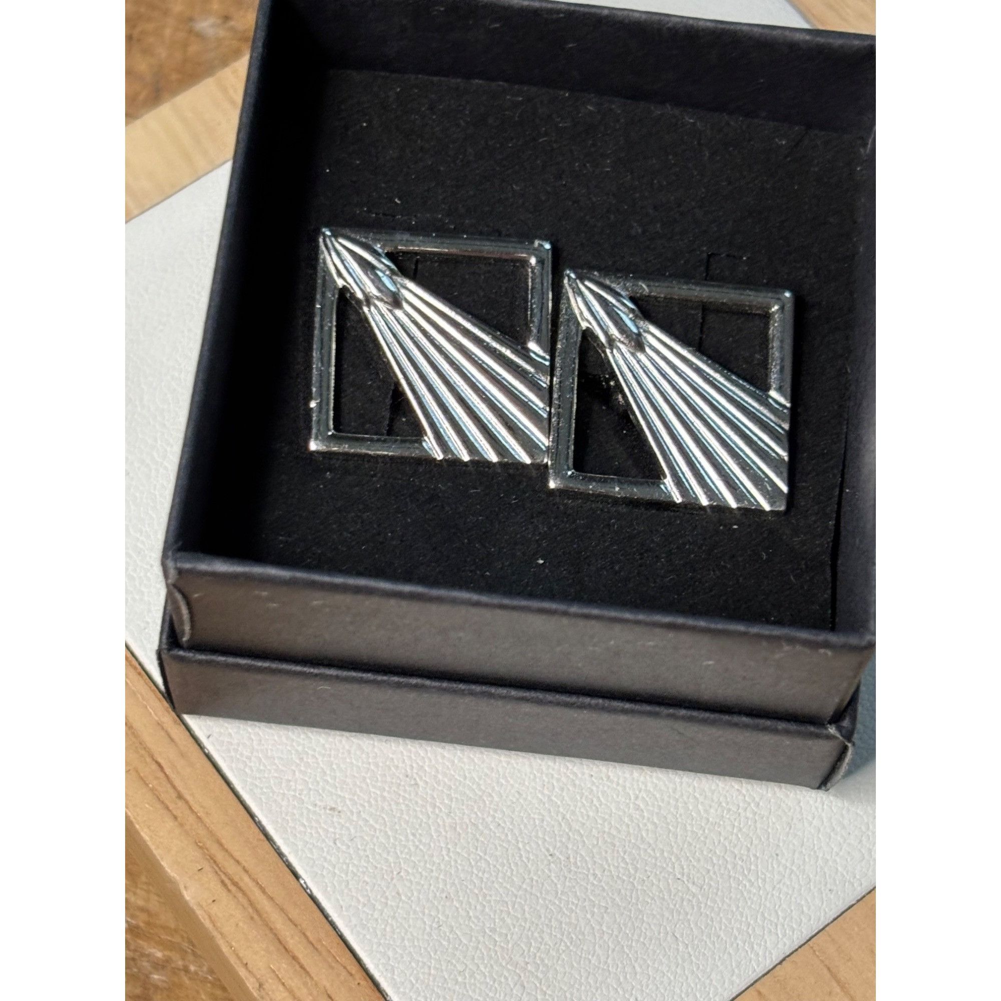 Other Vintage Silver Square Art Deco-Inspired Cufflinks With Etche Size ONE SIZE - 8 Thumbnail
