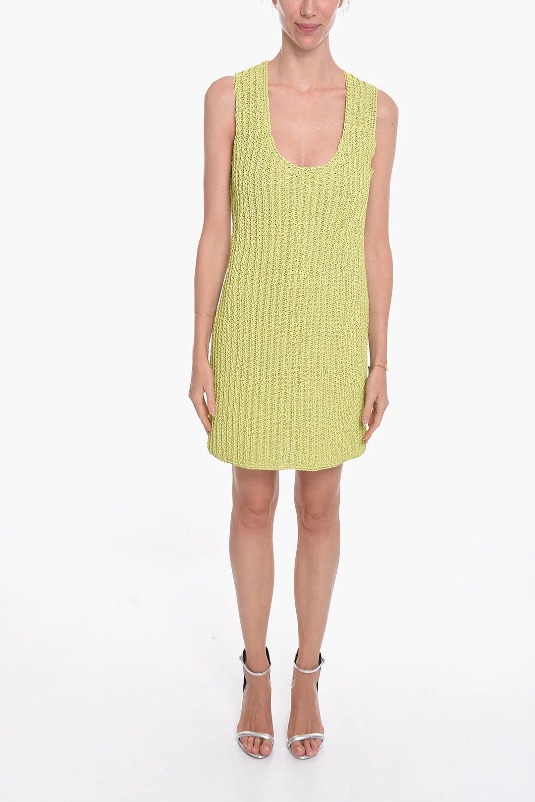 Bottega Veneta og1mm0426 Handwoven Leather Midi Dress in Green Size XS / US 0-2 / IT 36-38 - 1 Thumbnail