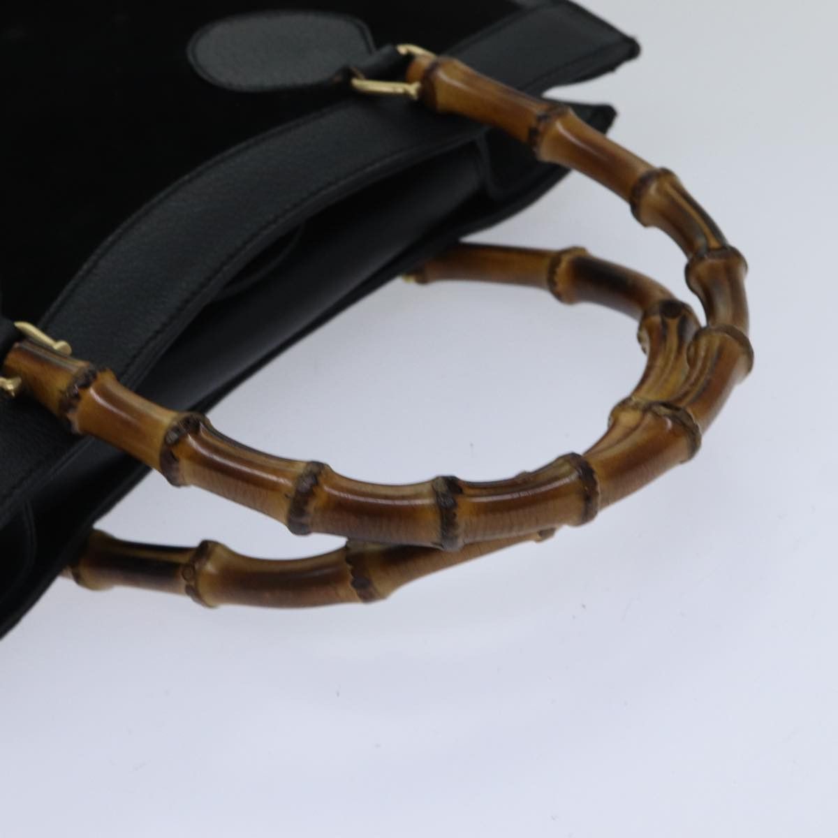 Gucci GUCCI Bamboo Hand Bag Suede Leather Black Gold 002 1186 002 Size ONE SIZE - 7 Thumbnail