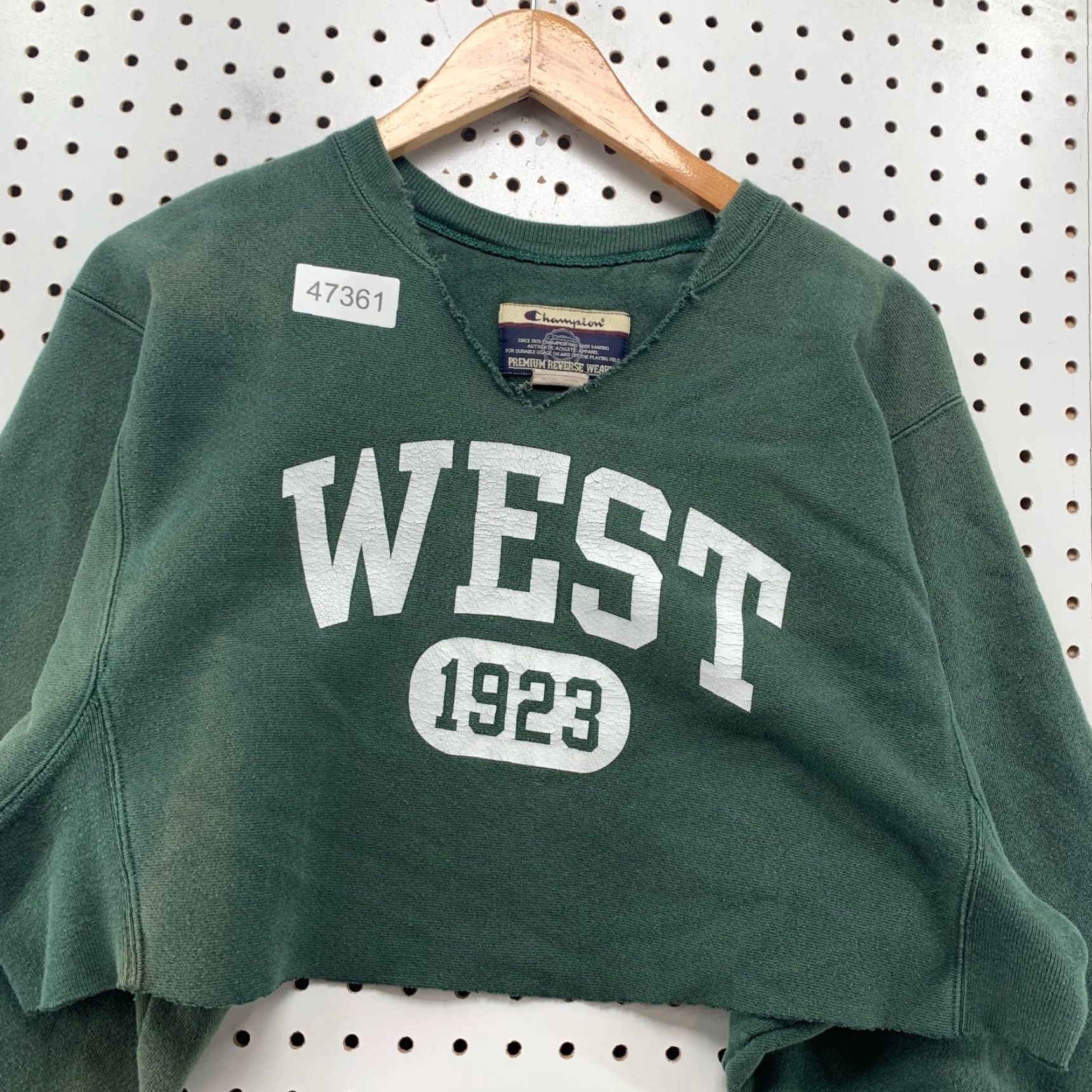 Champion VINTAGE Champion Reverse Weave Sweatshirt Small Green West 1923 Cropped Chopped Mens Sweatshirt Green 1920s Size US S / EU 44-46 / 1 - 6 Thumbnail