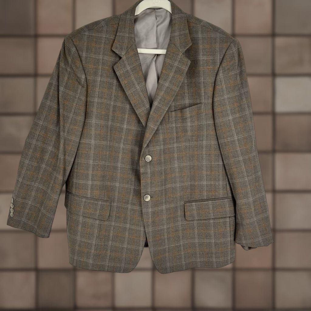 Ermenegildo Zegna VINTAGE Ermenegildo Zegna Blazer Sport Coat Check Pattern 43R Two-Button Notch Lapel Wool Tweed Italy Classic Mens Size 46R - 1 Thumbnail