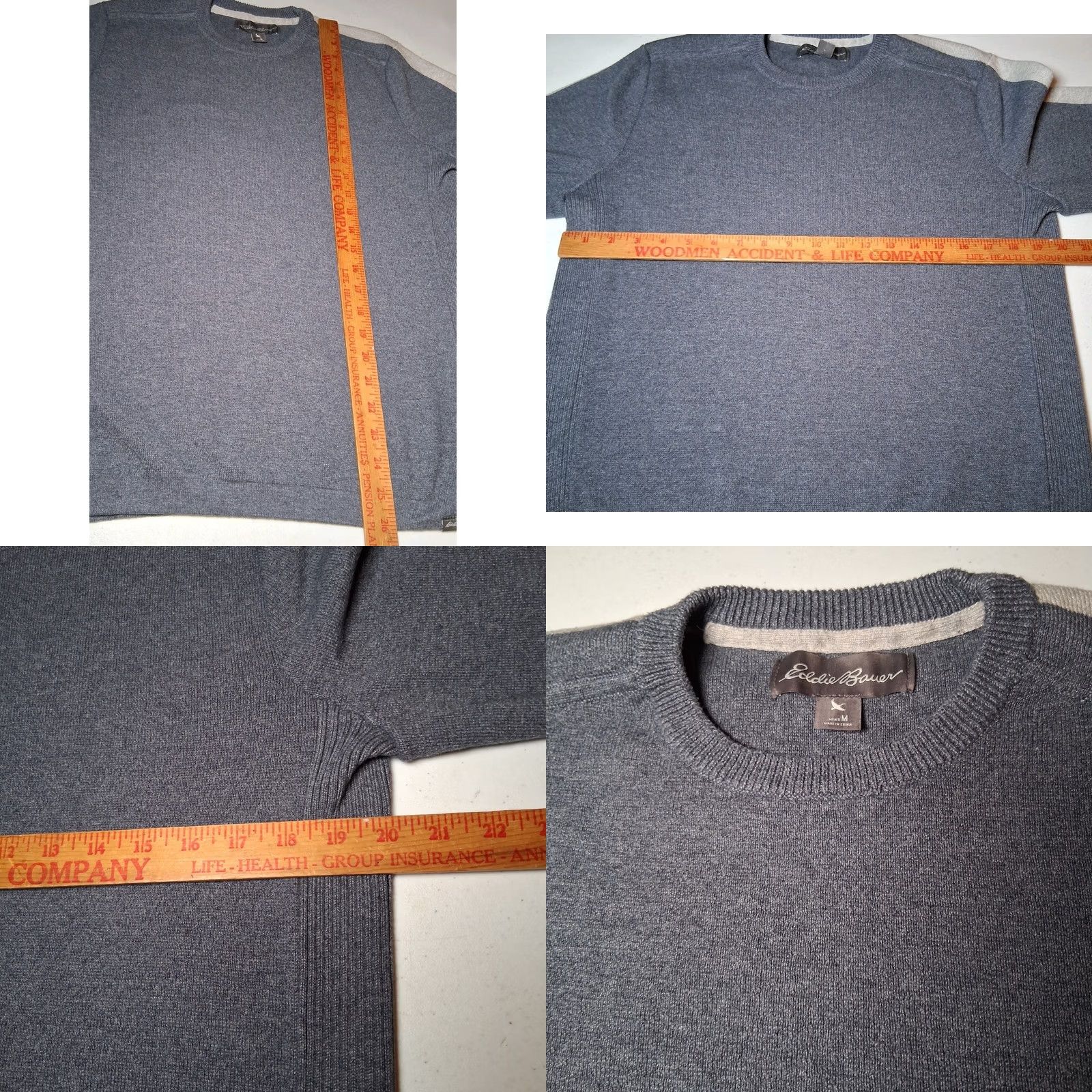 Eddie Bauer Eddie Bauer Sweater Men M Blue Pullover Crew Neck Long Sleeve Gray Retro Stripe Sleeve Knit Regular Cotton/Poly/Rayon? Size US M / EU 48-50 / 2 - 8 Thumbnail