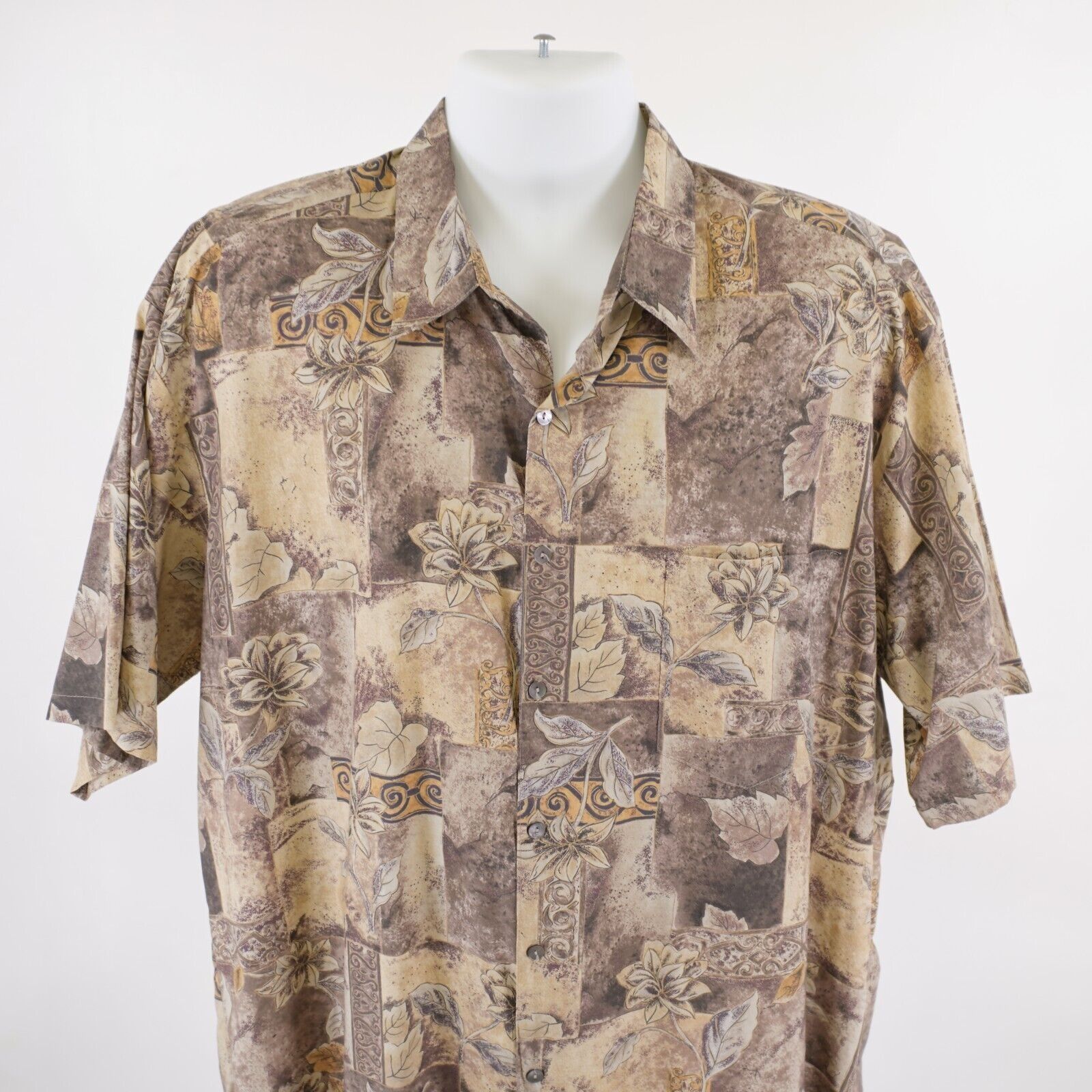 Tori Richard Tori Richards Orange Brown Baroque Floral XL Cotton Hawaiian Size US XL / EU 56 / 4 - 1 Thumbnail