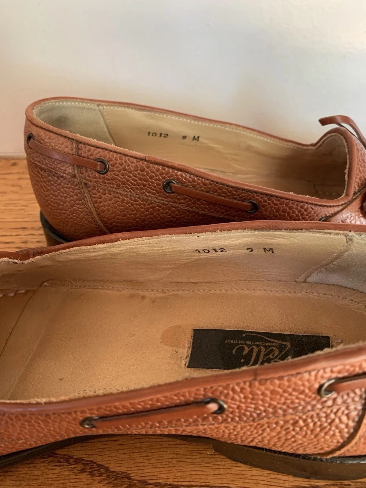 Zelli Zelli Cognac Pebble Leather Tie Loafers Size US 9.5 / EU 42-43 - 9 Thumbnail