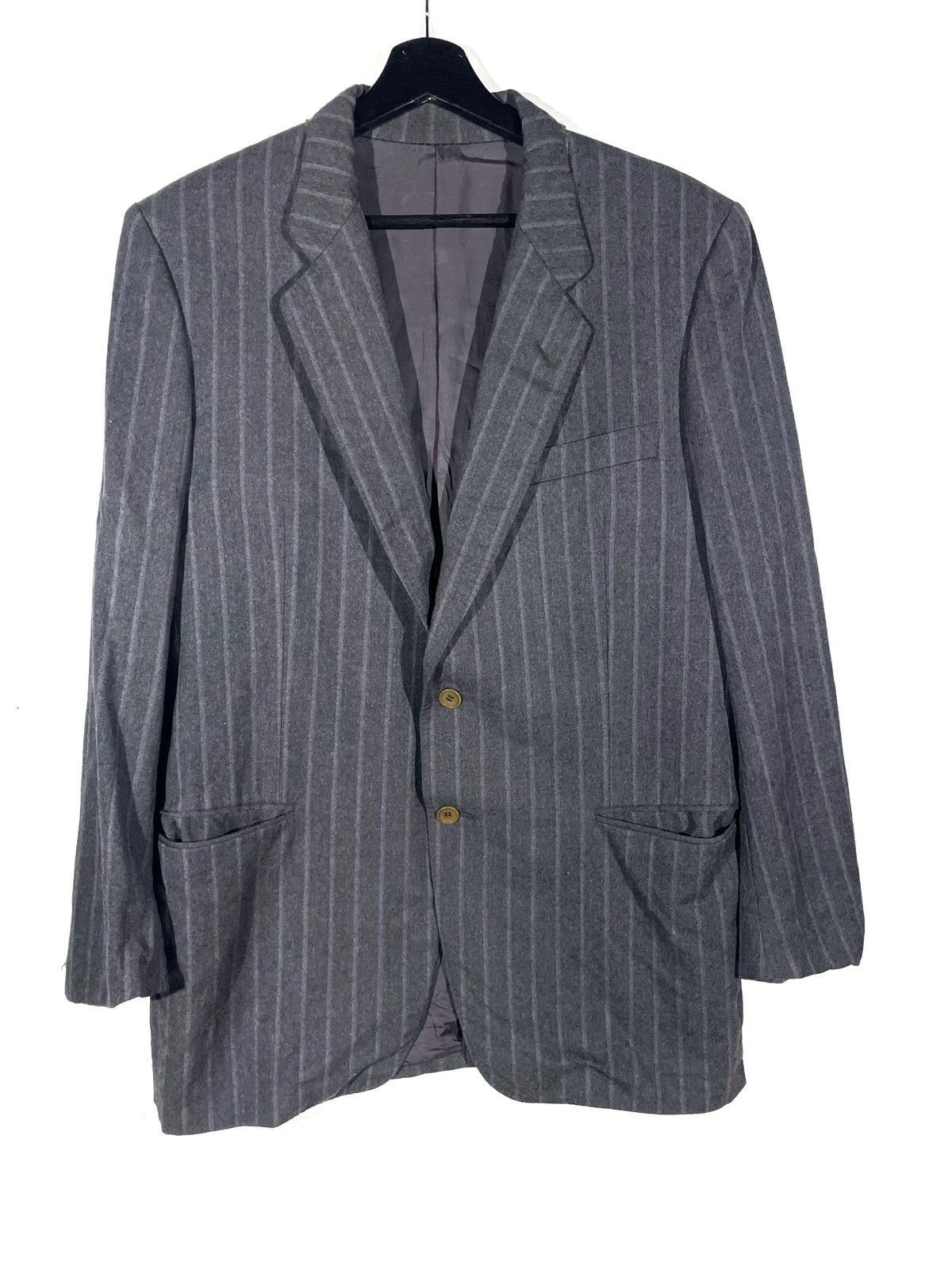 Canali × Cerruti 1881 Canali Grey Wool Stripe Vintage Blazer Size 52 1881 Cerruti Size 52R - 1 Thumbnail