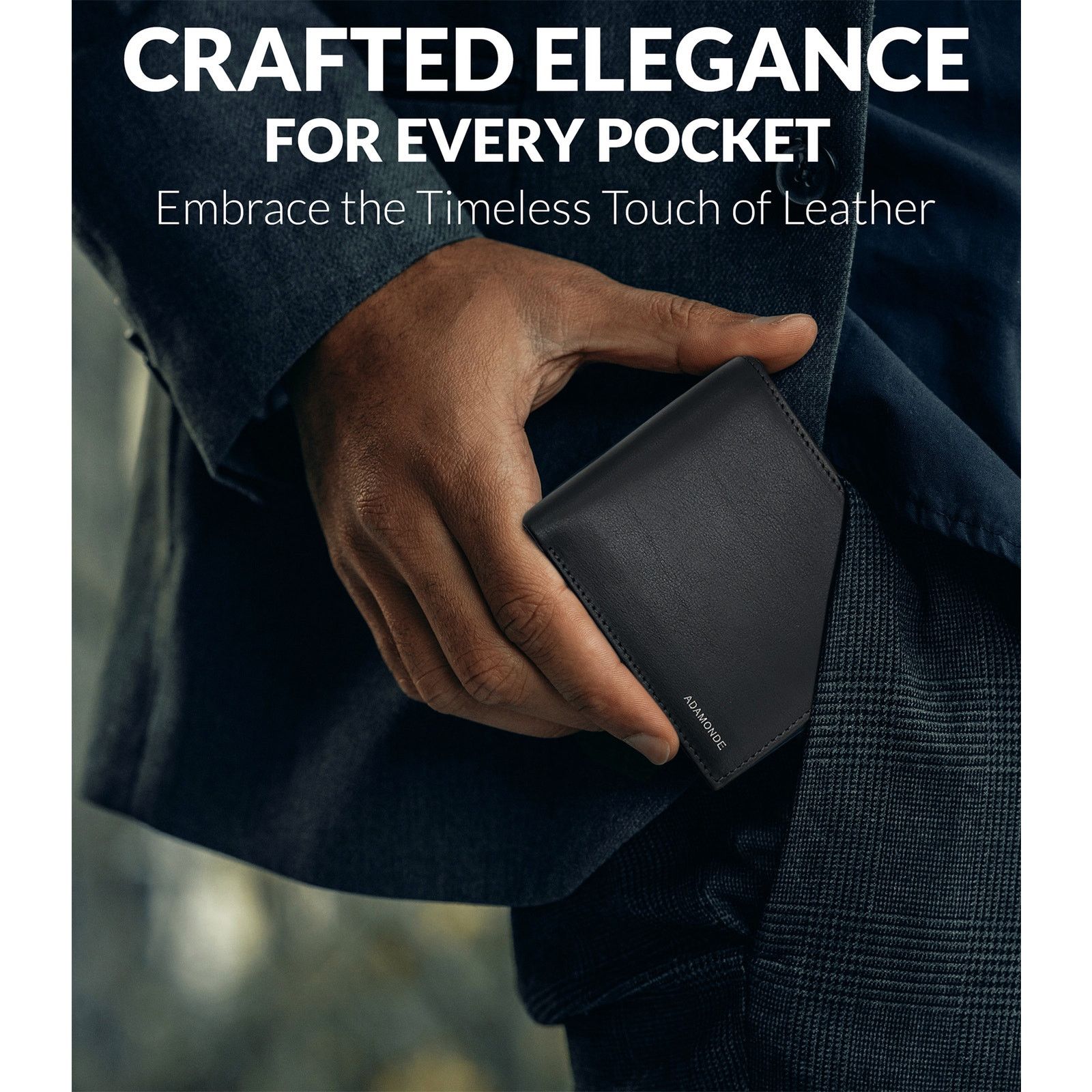 Handmade Men's minimalist Dark Gray leather wallet | Slim wallet Size ONE SIZE - 5 Thumbnail