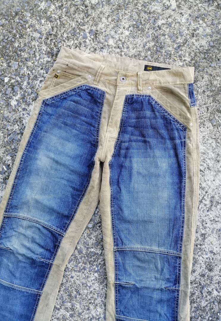 Designer Cordon Corduroy Denim Double Knee Pants Size US 31 - 2 Thumbnail