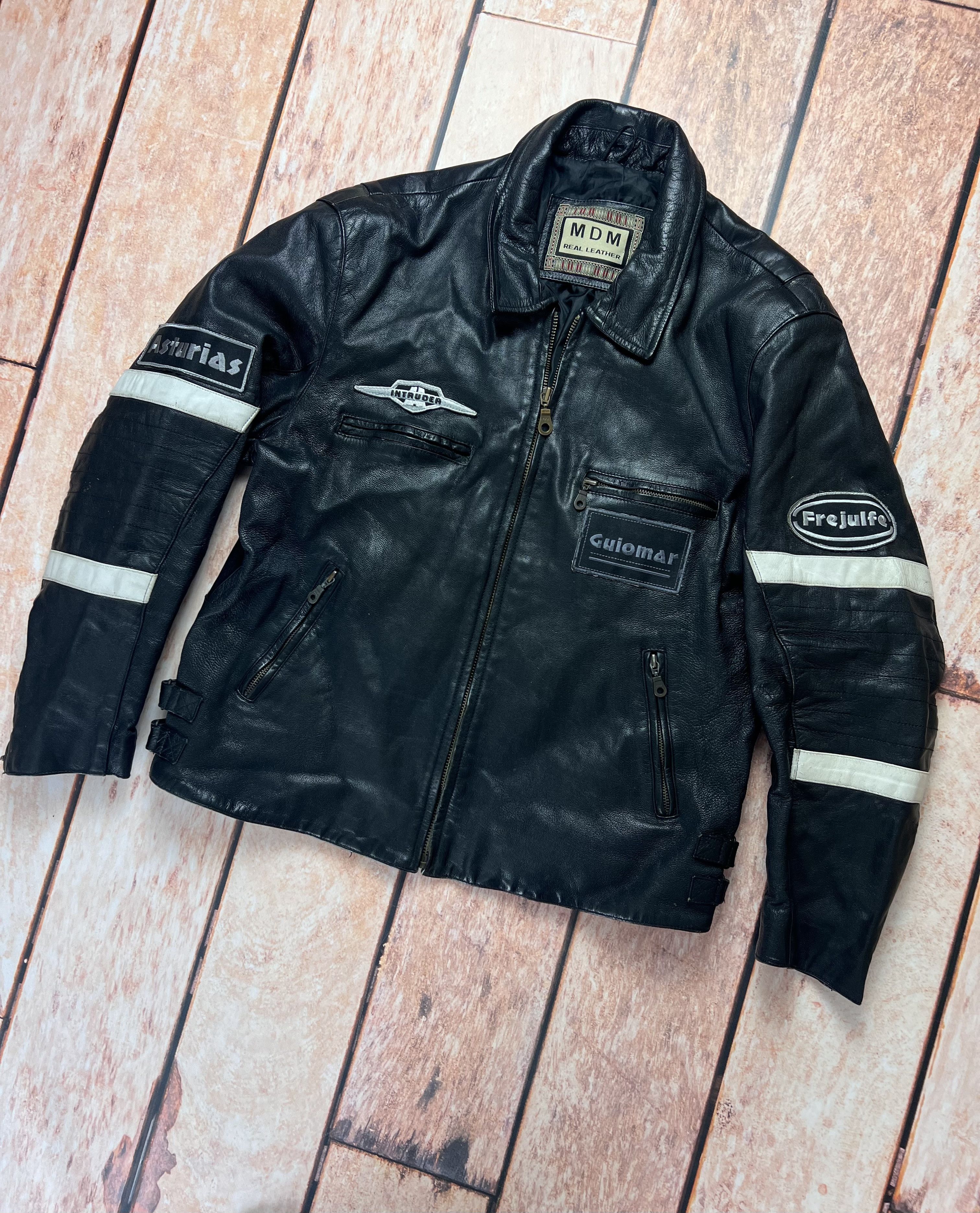 image of Leather Jacket x Vintage Mdm Genuine Leather Division Y2K in Black, Men's (Size Medium)