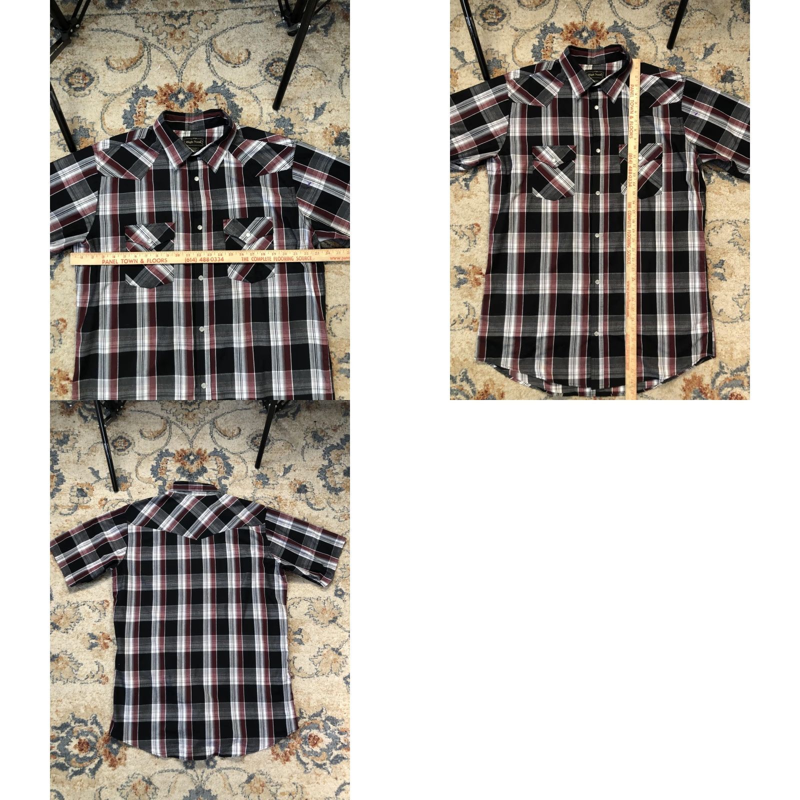 Vintage High Noon Shirt Mens LT Black Red Plaid Western Pearl Snap Short Sleeve Cowboy Size US L / EU 52-54 / 3 - 8 Thumbnail