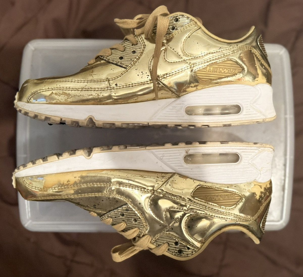 Nike Nike Air Max 90 Metallic Liquid Gold Size US 10 / EU 43 - 8 Thumbnail