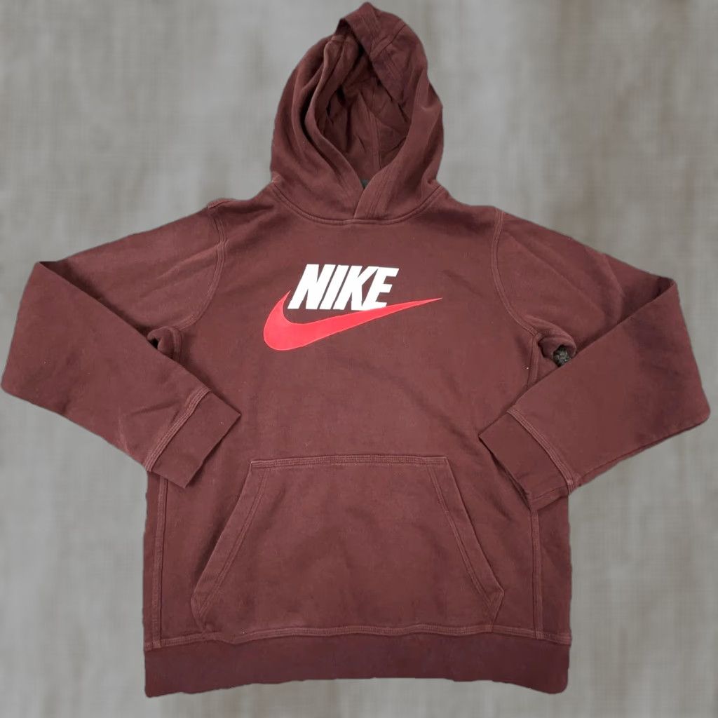 Nike Nike Hoodie Women XL Maroon Red Sweatshirt Pullover Hooded Swoosh Logo All Seasons Casual Activewear Pockets Regular Fit Long Sleeve Knit Size XL / US 12-14 / IT 48-50 - 1 Thumbnail
