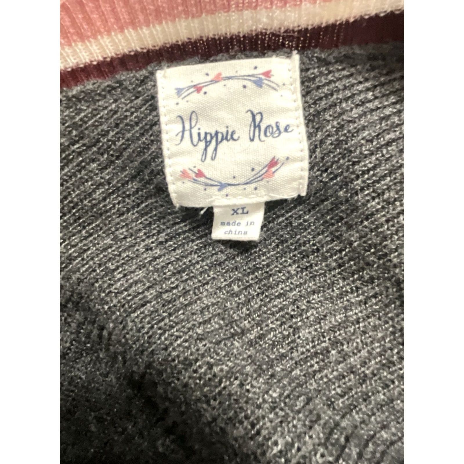 Vintage Hippie Rose Women's Long Sleeve Cable Knit Pullover Sweater XL Gray Rose Theme Pullover Casual Womens Size XL / US 12-14 / IT 48-50 - 5 Thumbnail