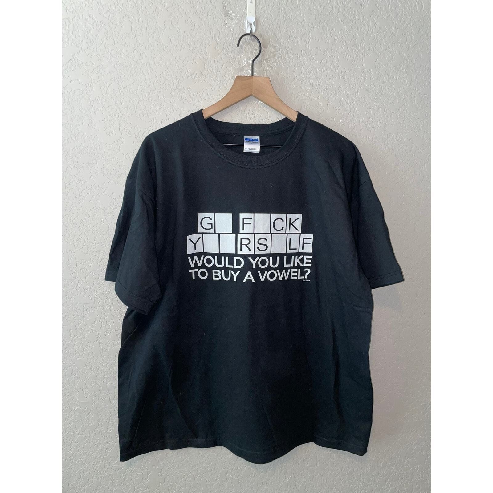Gildan Vintage Go F Yourself Shirt Buy A Vowel Humor Tee Funny XL Size US XL / EU 56 / 4 - 1 Thumbnail