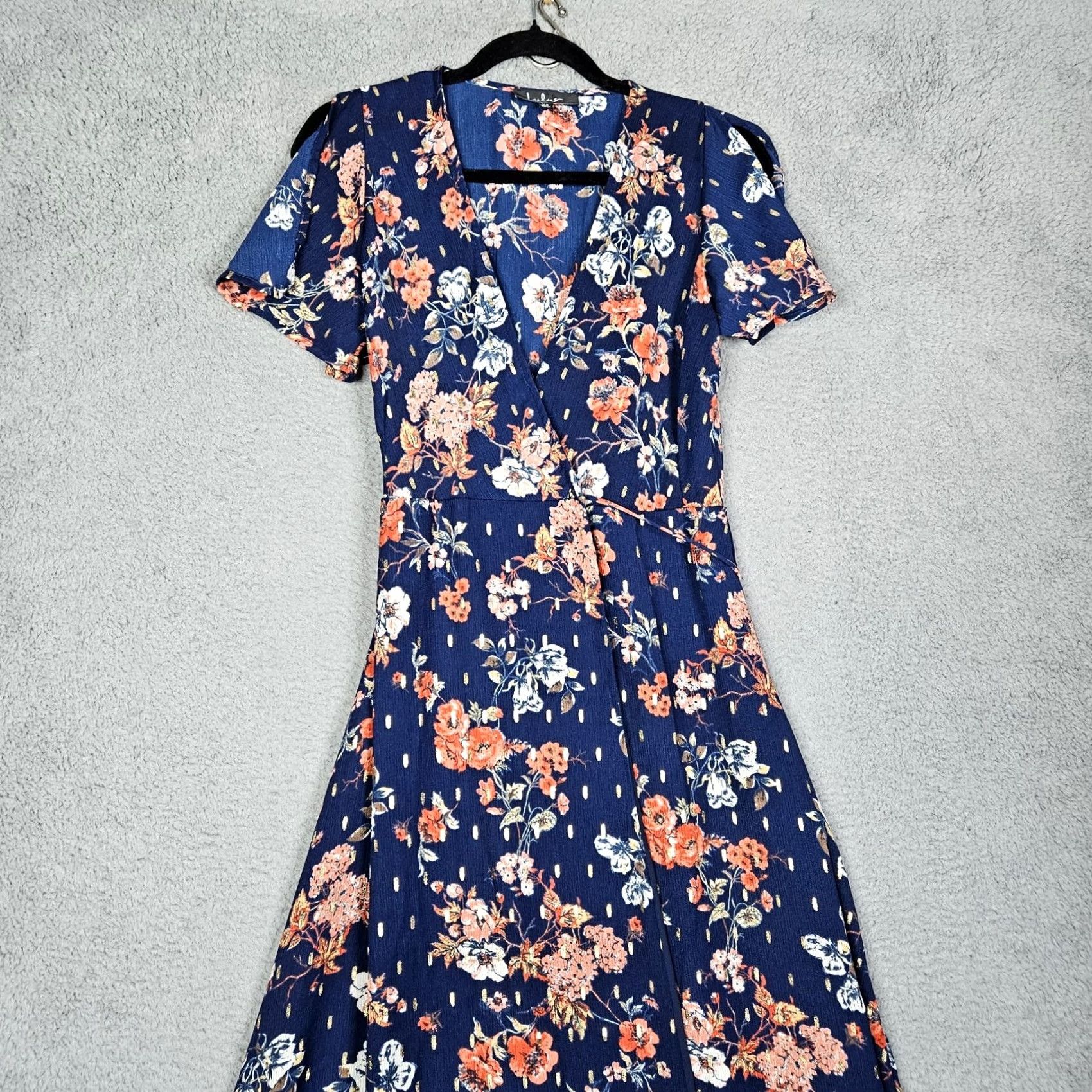 Lulus Lulu's Divine Days Navy Blue Floral Printed Wrap Maxi Women's Dress XS Size XS / US 0-2 / IT 36-38 - 7 Thumbnail