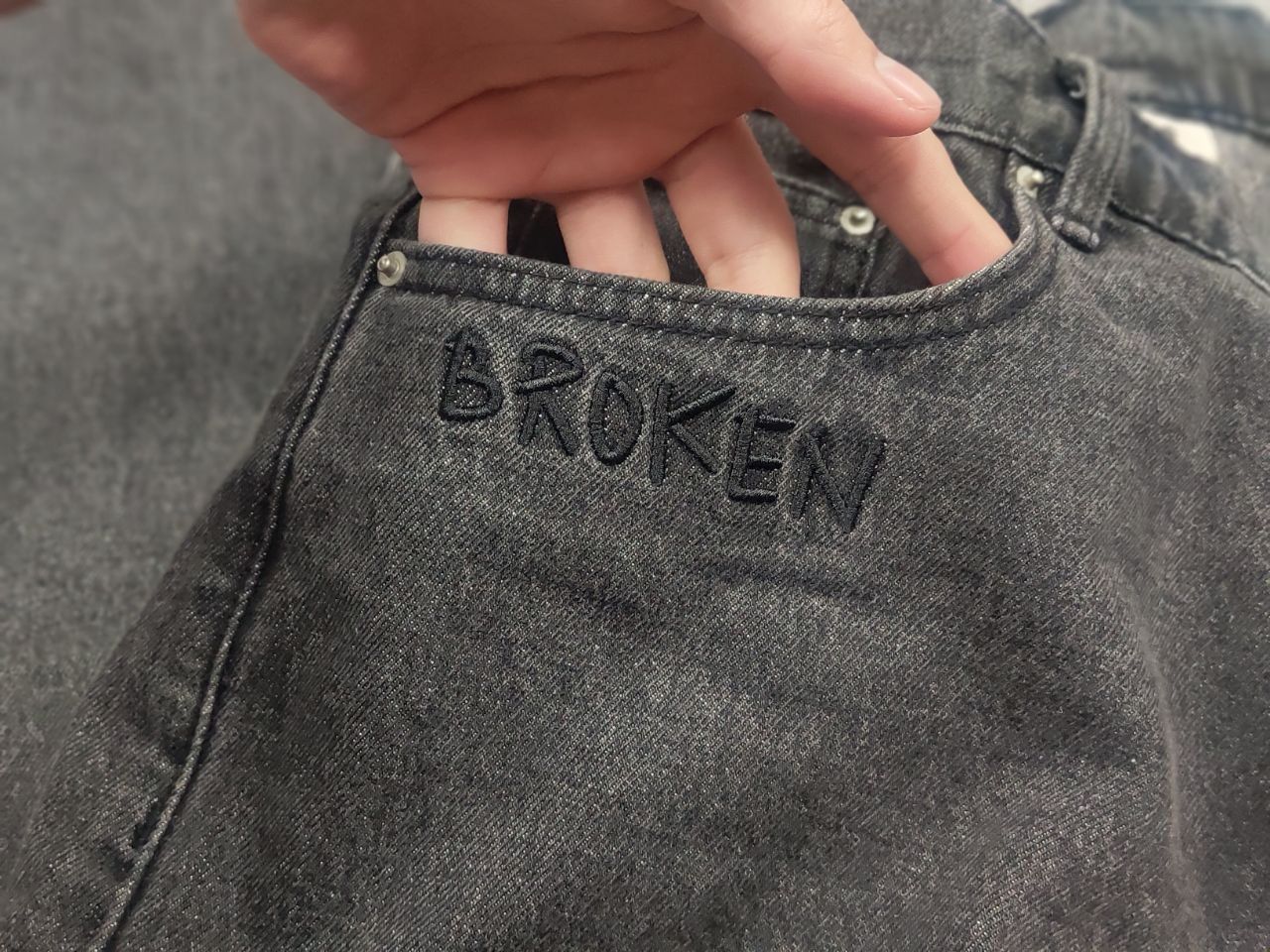 Broken Planet Broken Planet Market carpenter Dark Gray Star Denim Jeans Size US 34 / EU 50 - 12 Thumbnail